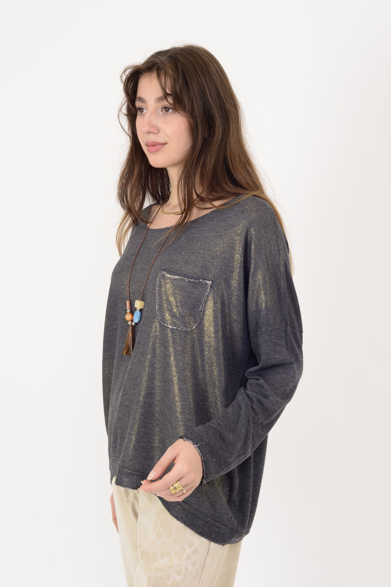 7646 CEP DETAYLI SİMLİ BLUZ