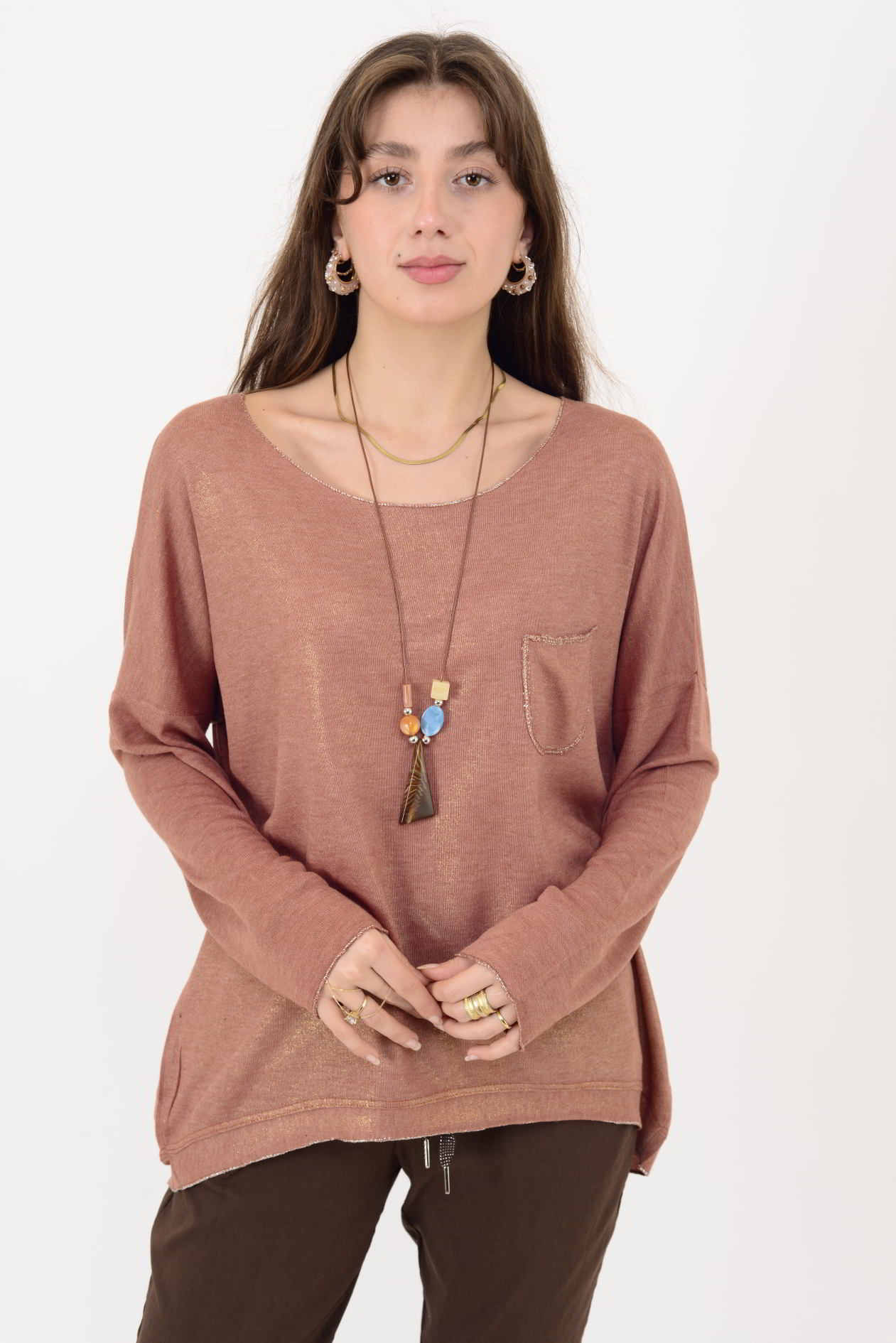 7646 CEP DETAYLI SİMLİ BLUZ