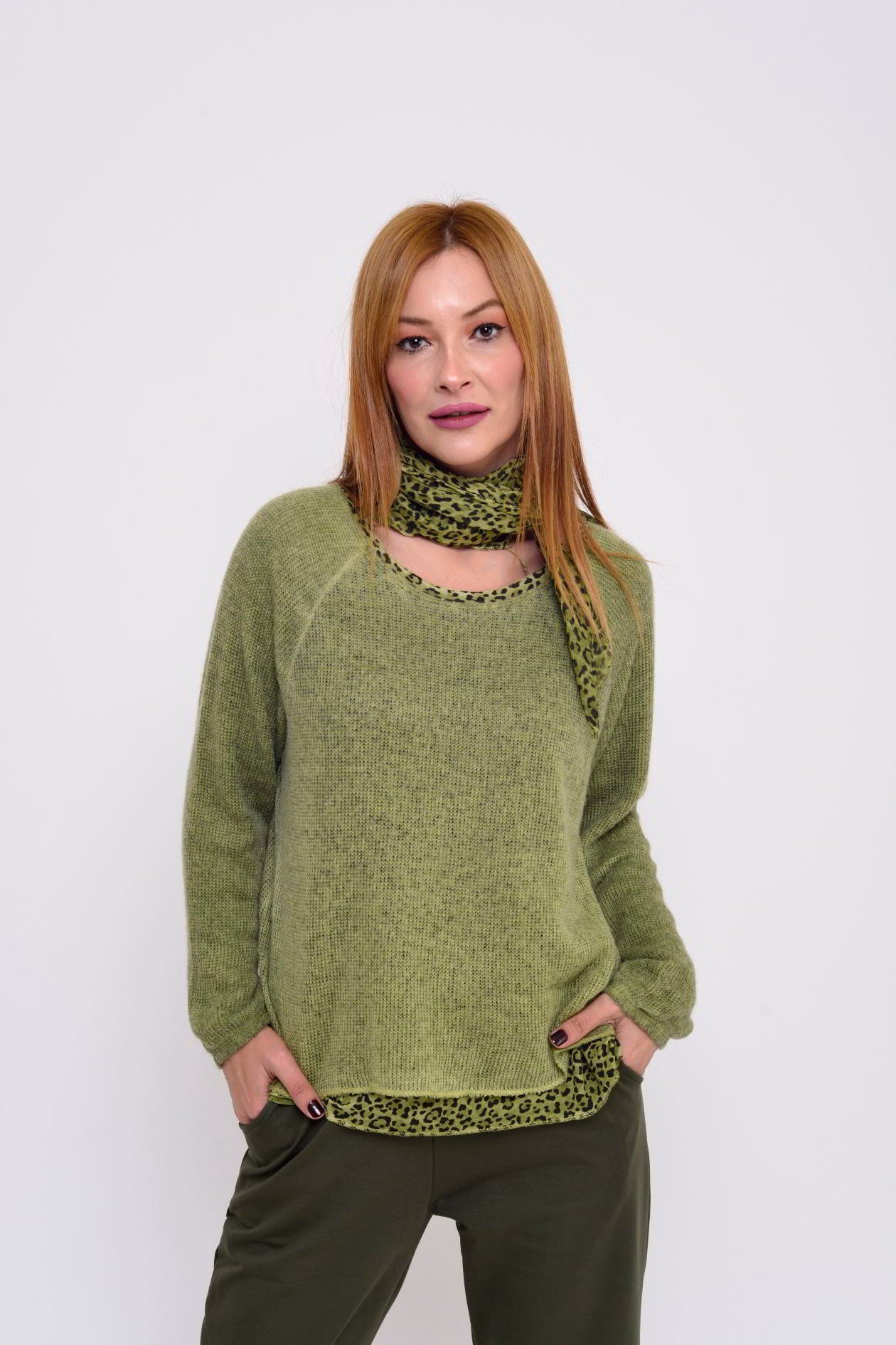 803461 FULAR DETAYLI 2Lİ LEOPAR DETAYLI TRİKO KAZAK