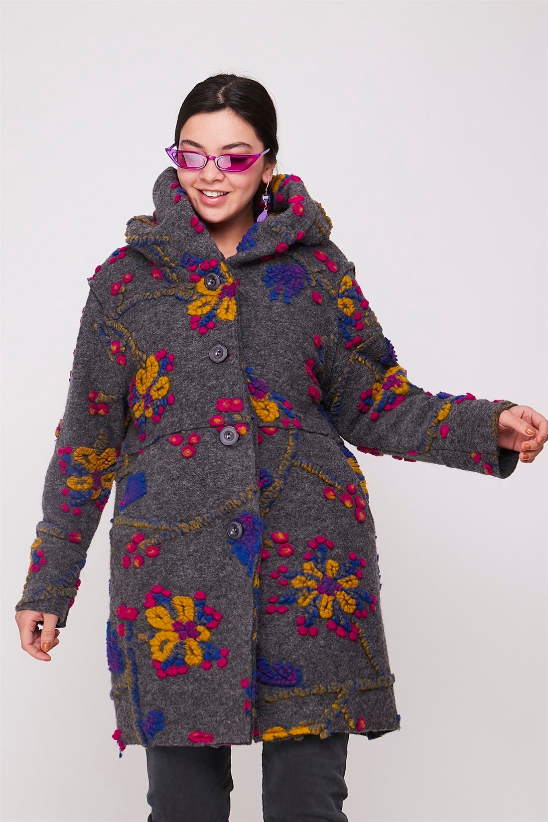 8073-4 FLORAL KEÇE KABAN