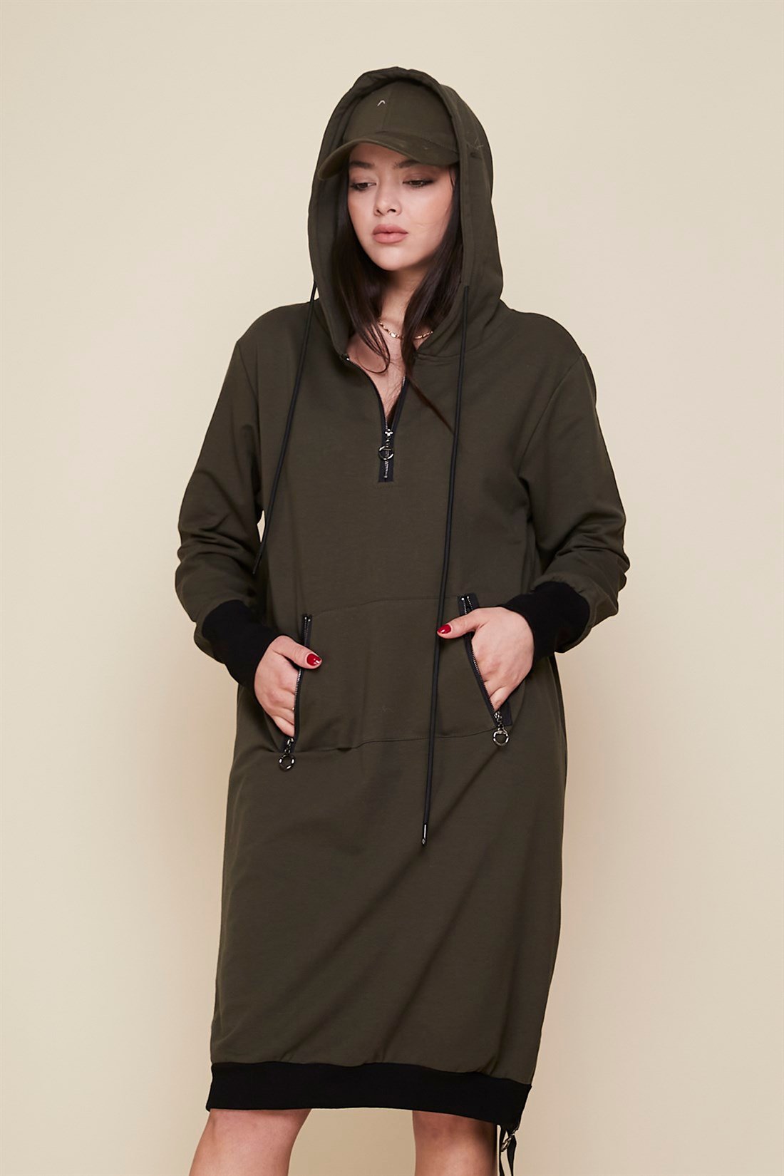81006 FERMUAR DETAYLI SWEAT ELBİSE