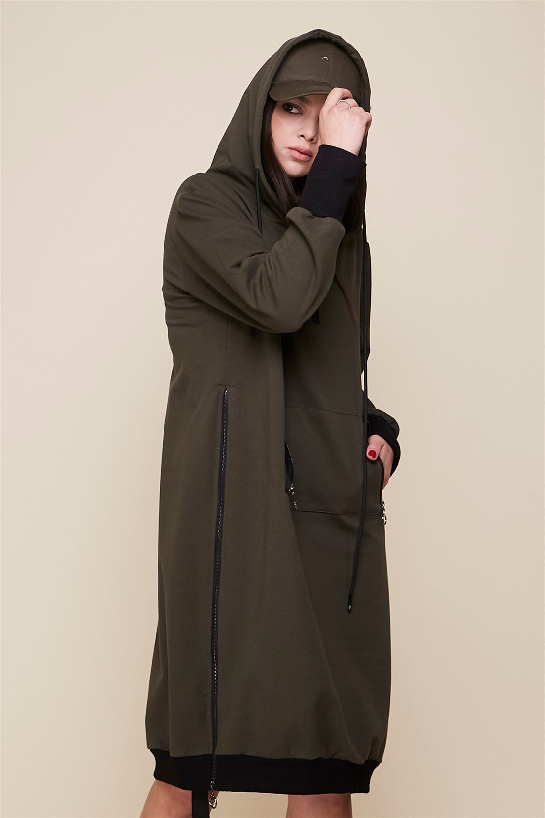 81006 FERMUAR DETAYLI SWEAT ELBİSE