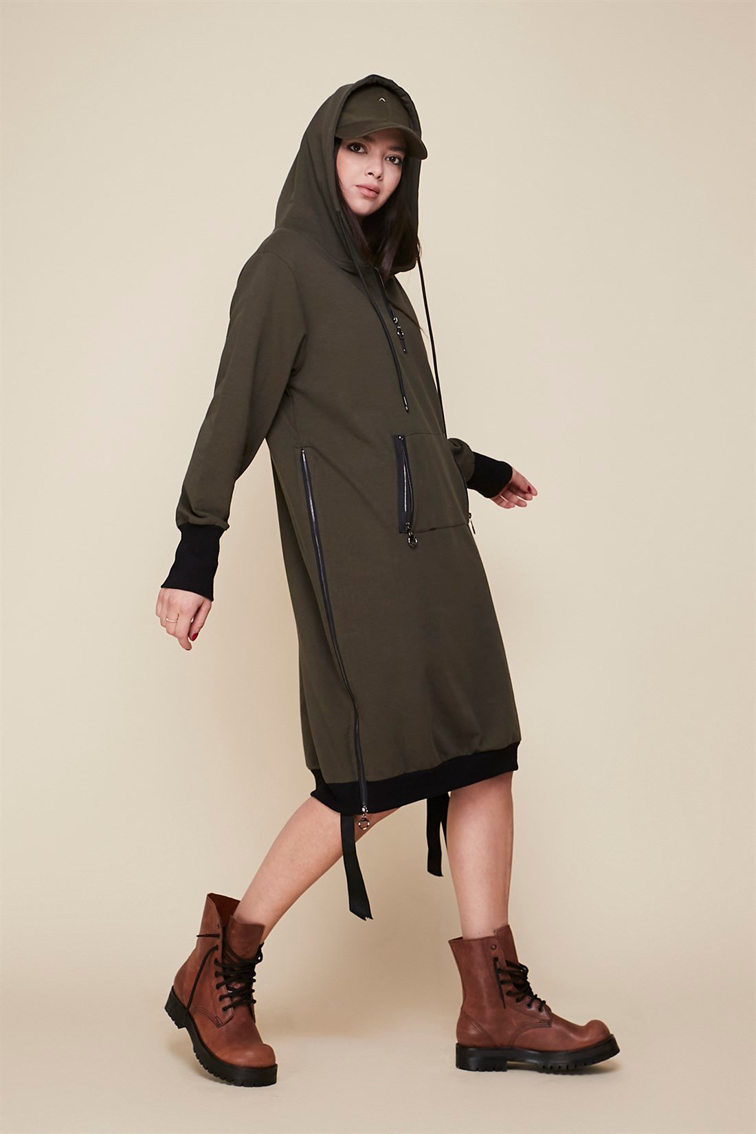 81006 FERMUAR DETAYLI SWEAT ELBİSE