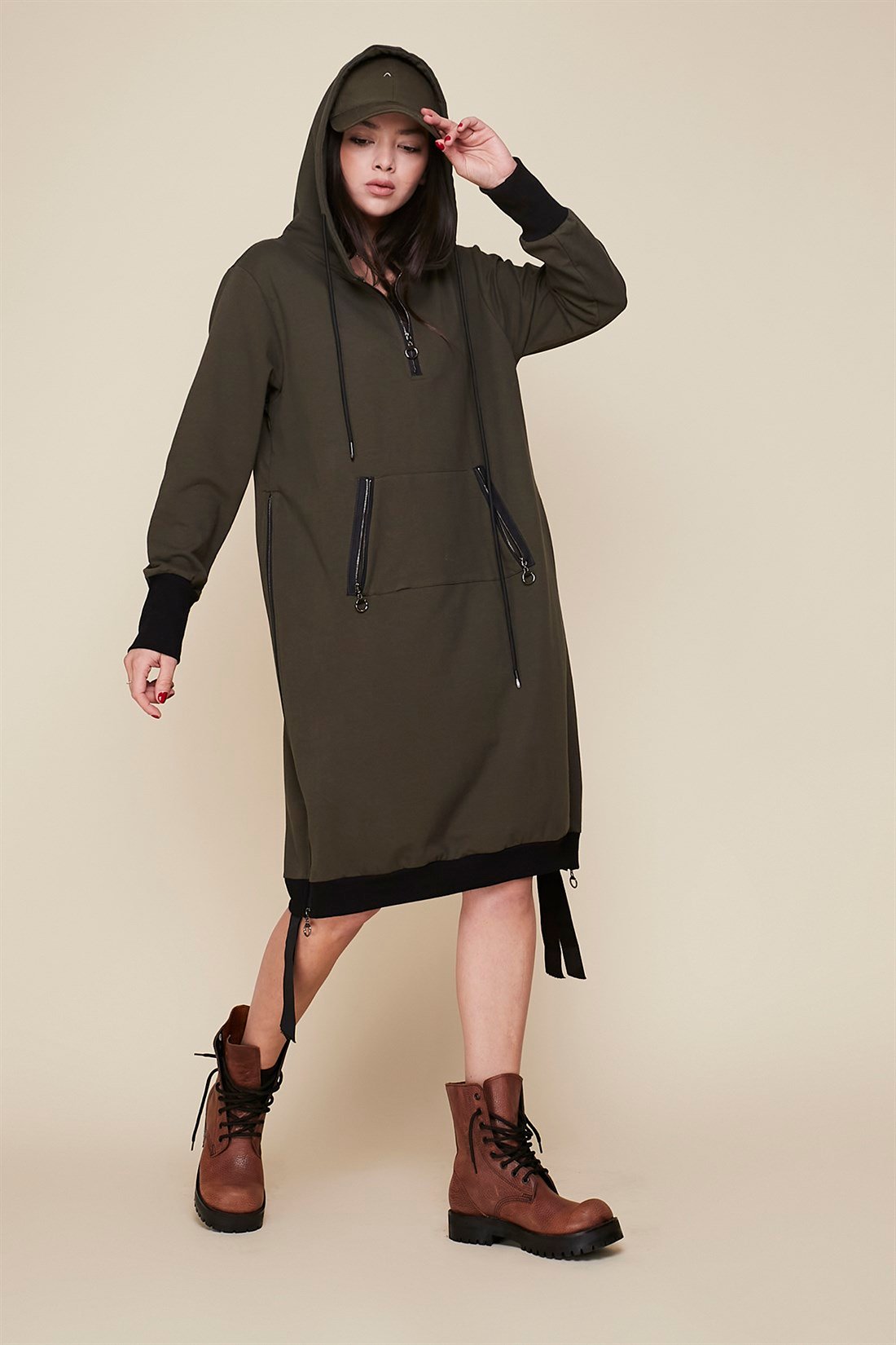 81006 FERMUAR DETAYLI SWEAT ELBİSE