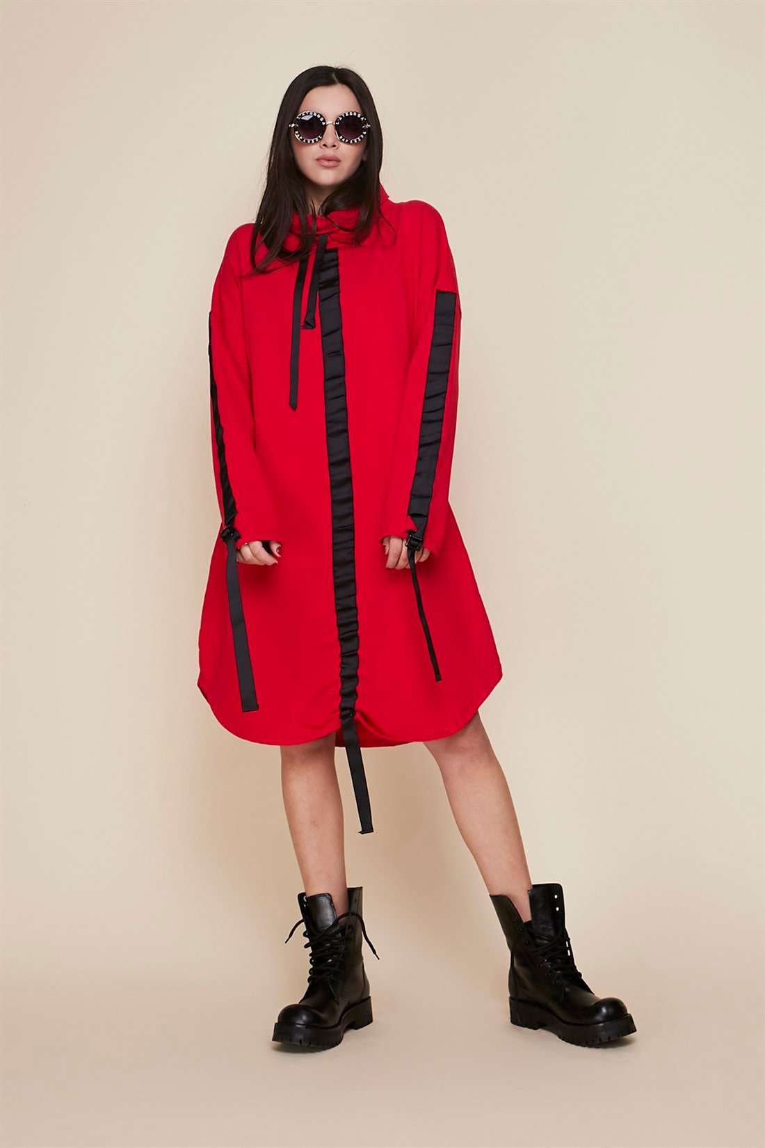 81039 ŞERİT DETAYLI SWEAT ELBİSE