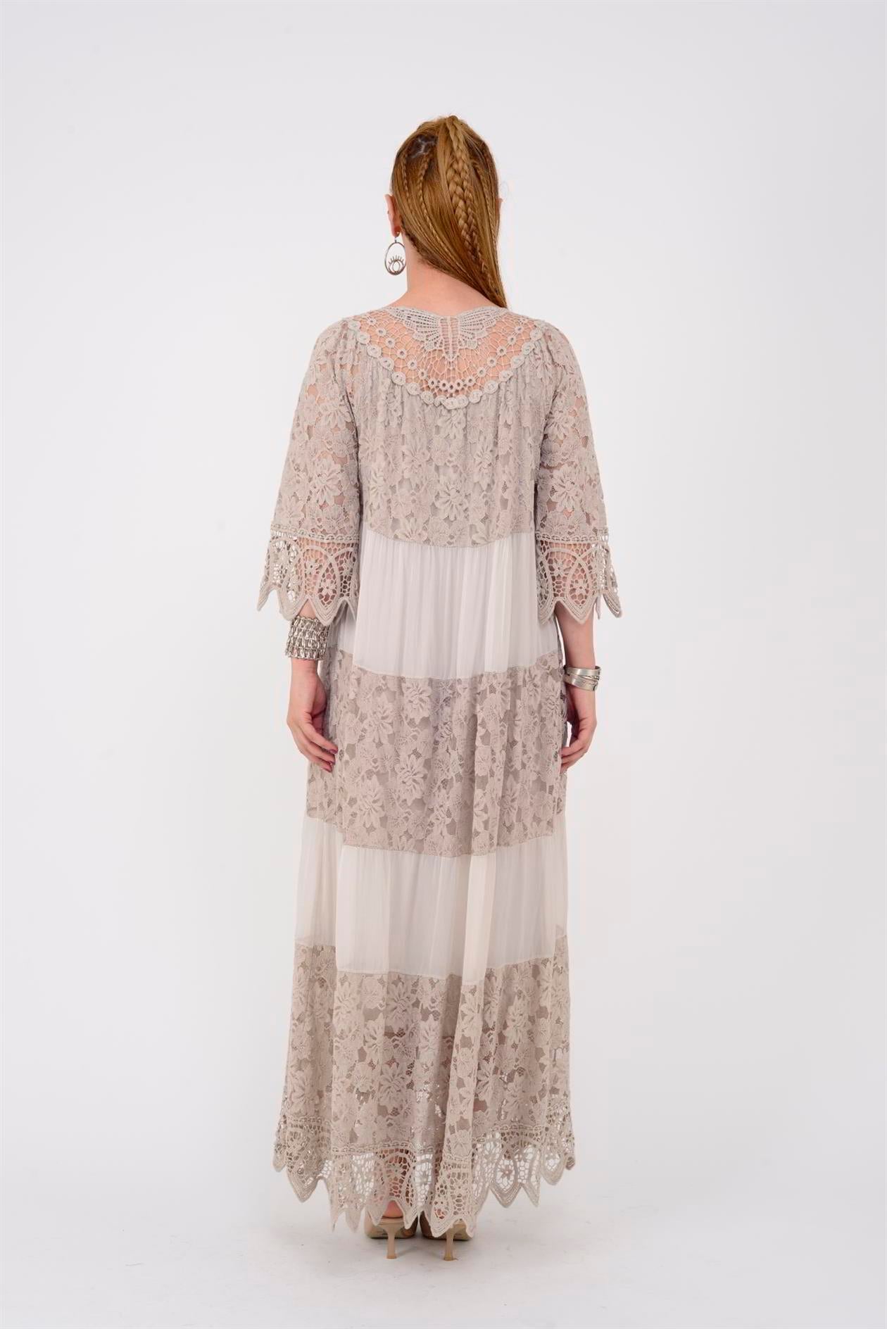 8204 DRAGONFLY UZUN KOLLU DANTEL ELBİSE