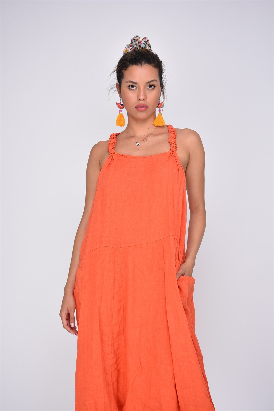 8253 PLAIN LINEN SHALWAR JUMPSUIT