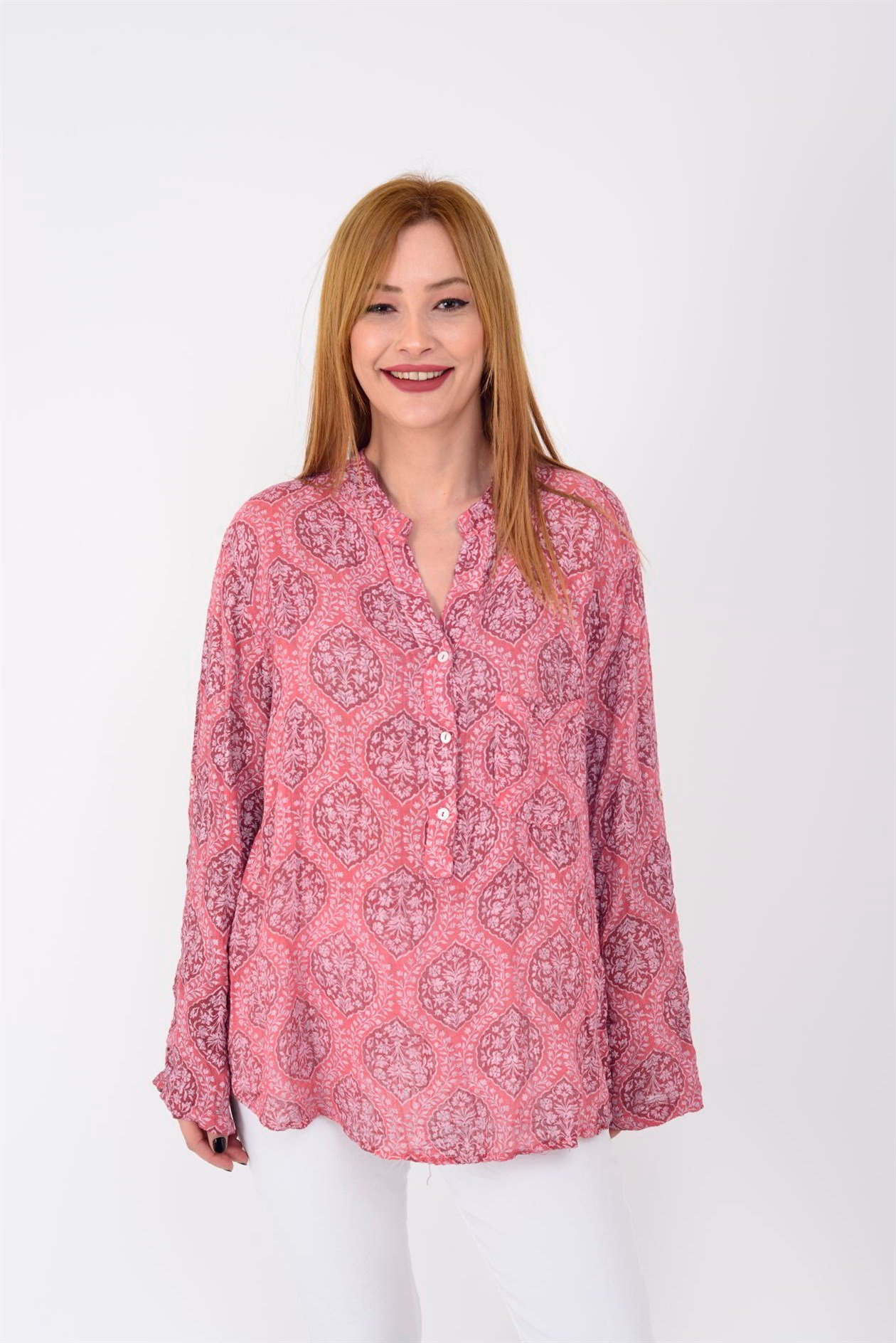 83931 ÇİNİ DESENLİ GÖMLEK