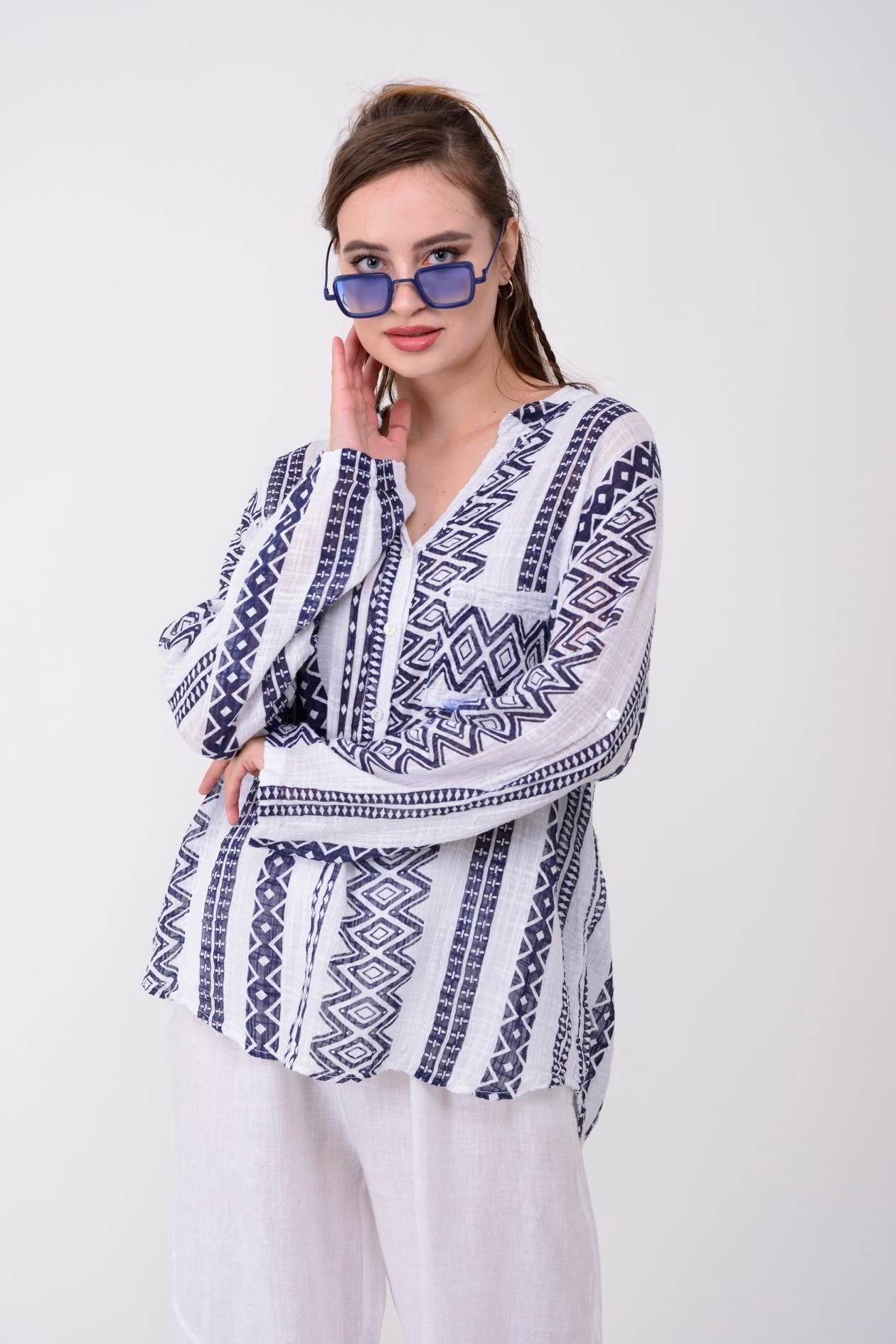 83931 GEOMETRİK DESENLİ GÖMLEK