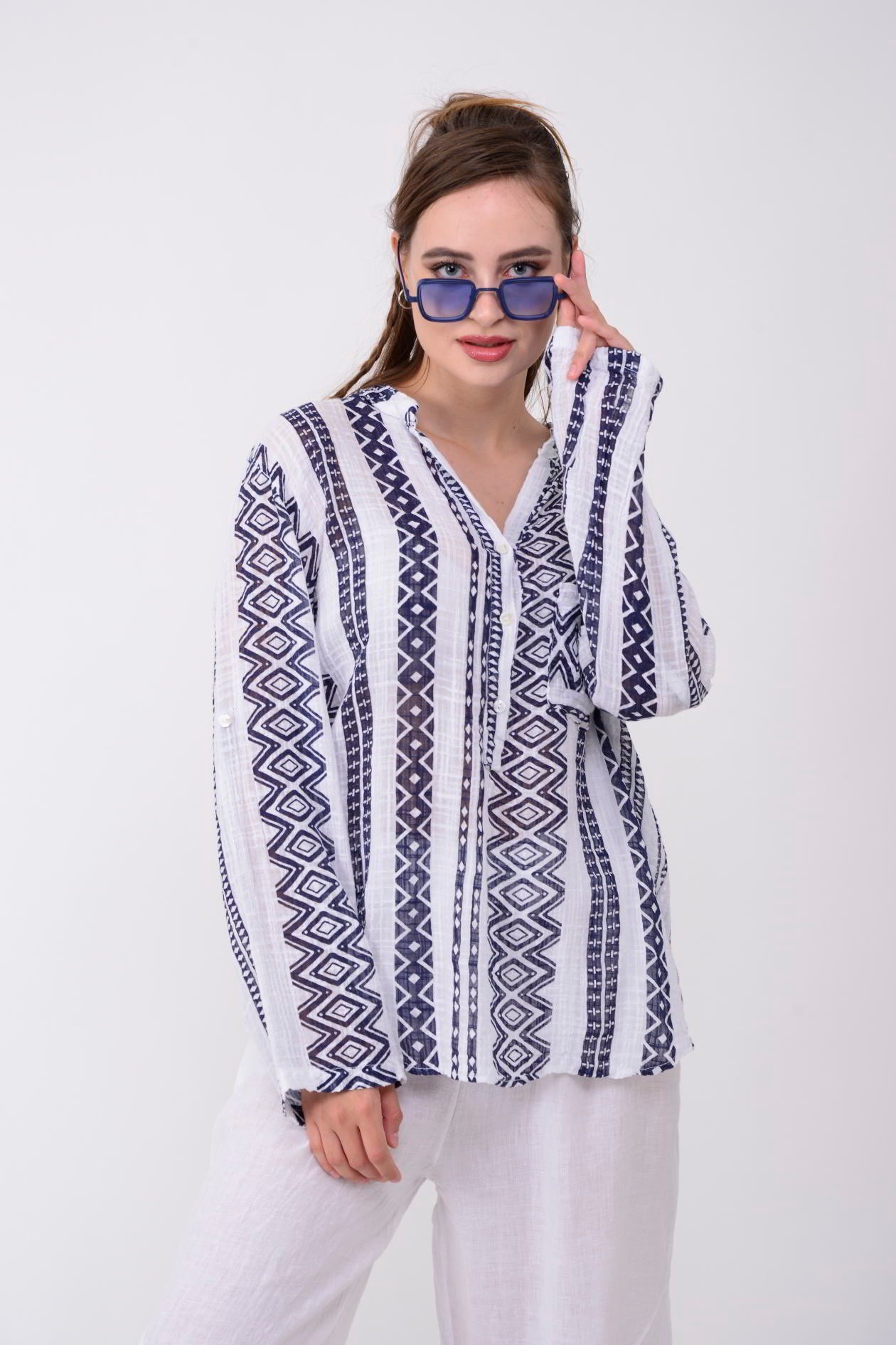 83931 GEOMETRİK DESENLİ GÖMLEK