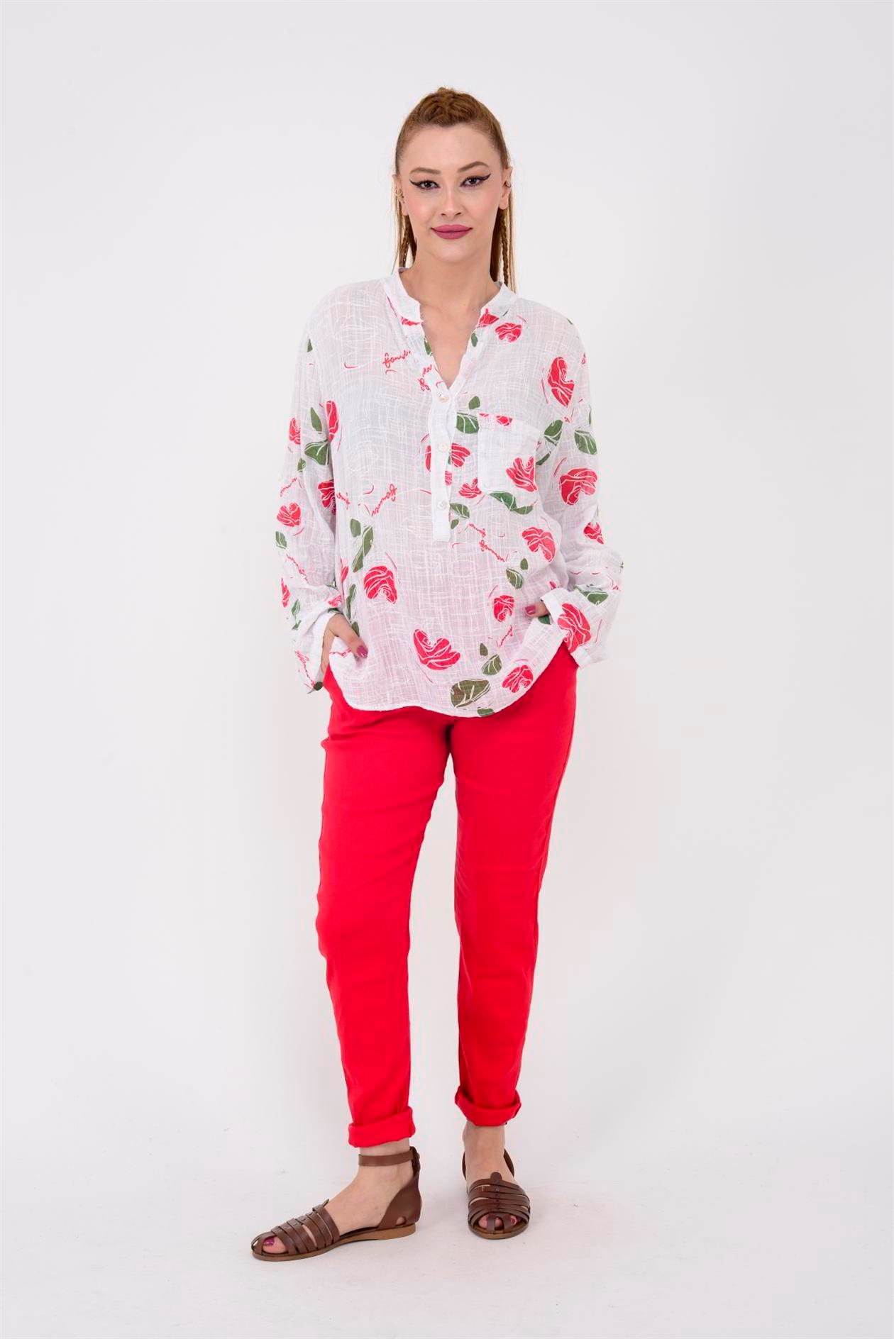 83931 GÜL DESENLİ GÖMLEK