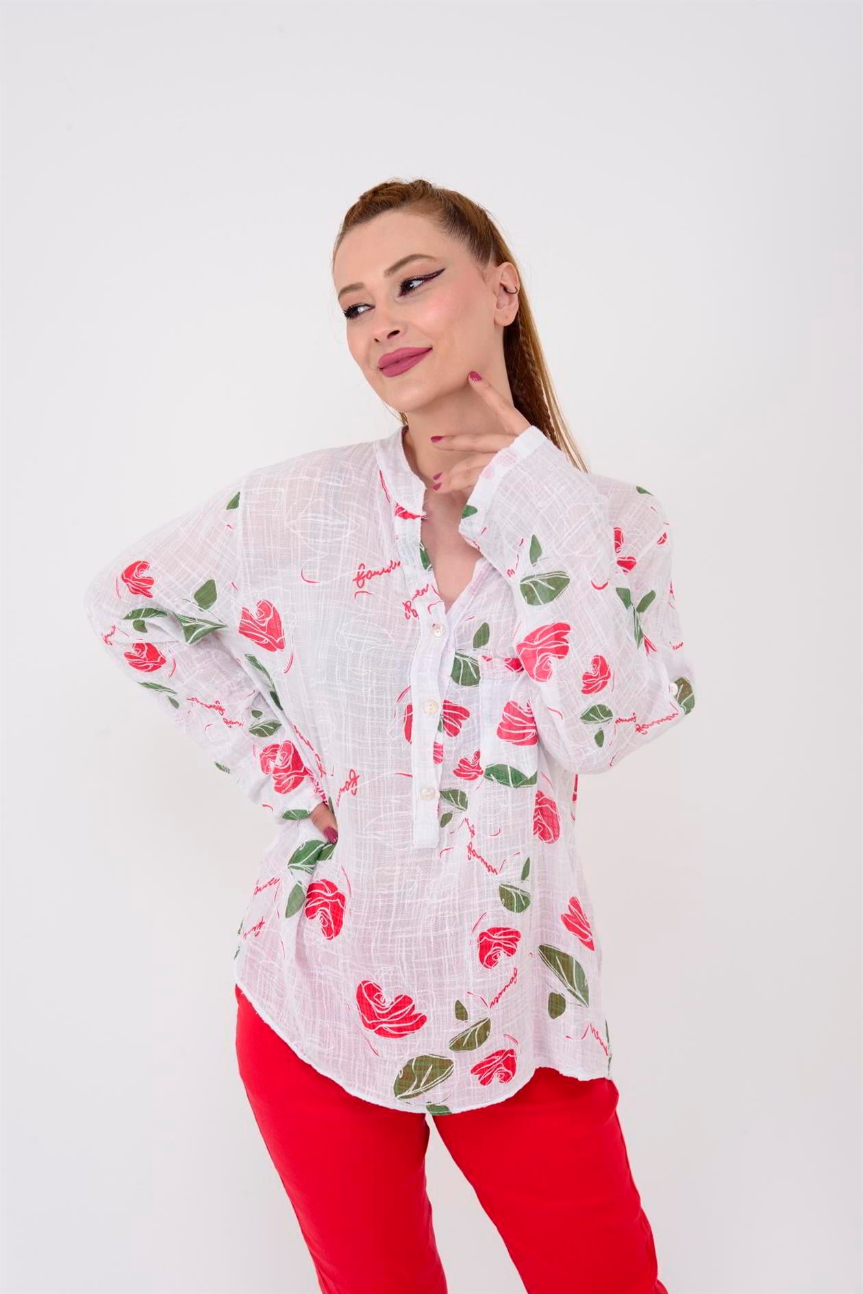 83931 GÜL DESENLİ GÖMLEK