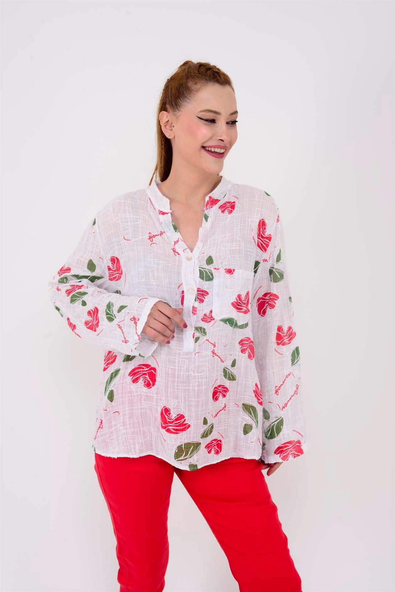 83931 GÜL DESENLİ GÖMLEK