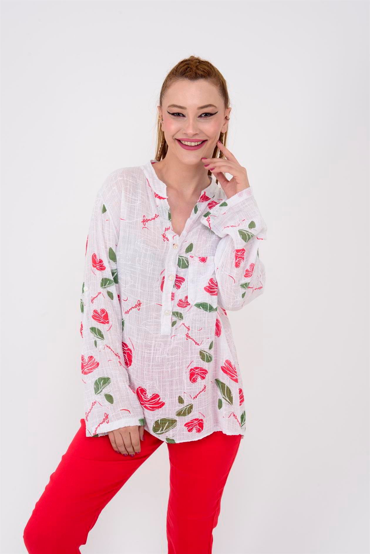 83931 GÜL DESENLİ GÖMLEK