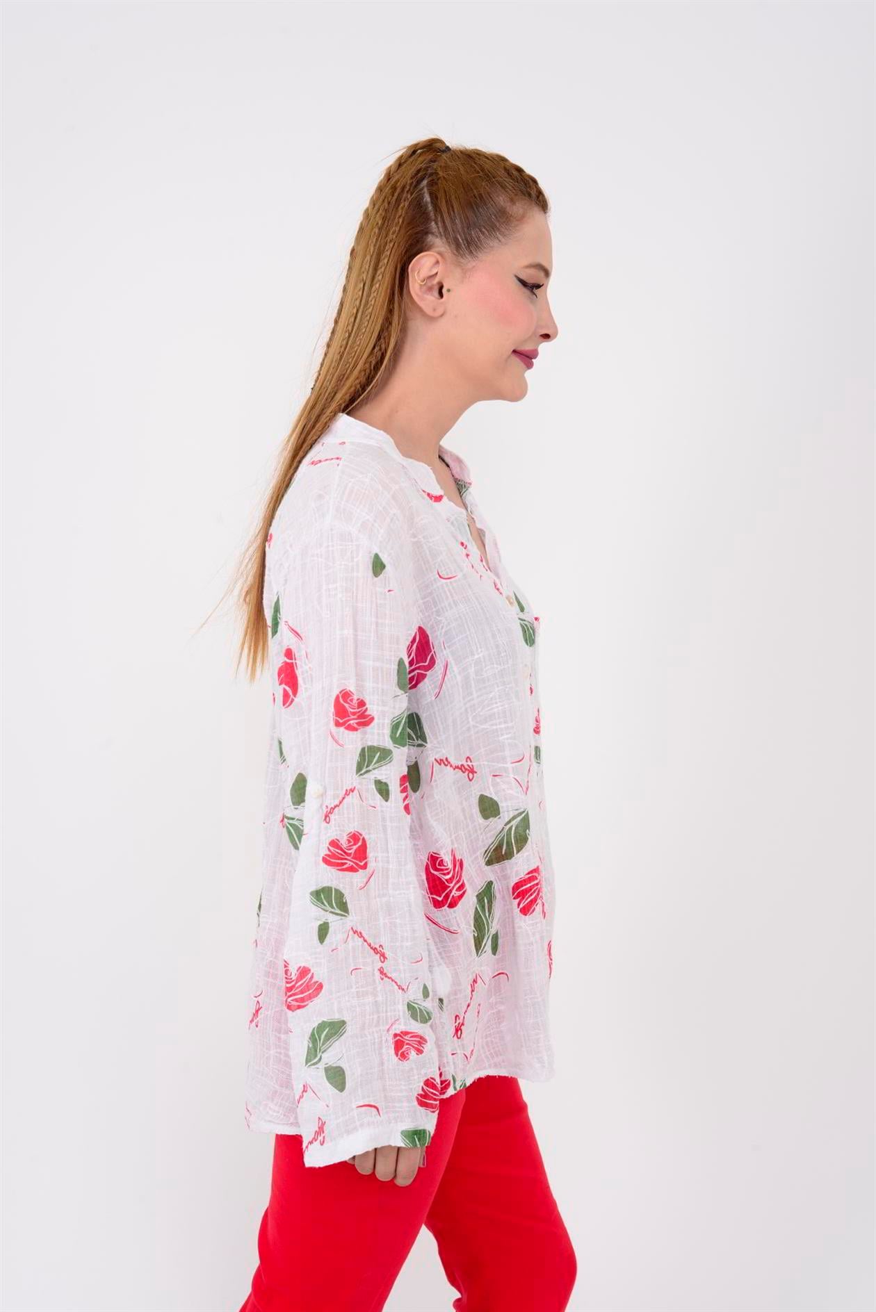 83931 GÜL DESENLİ GÖMLEK