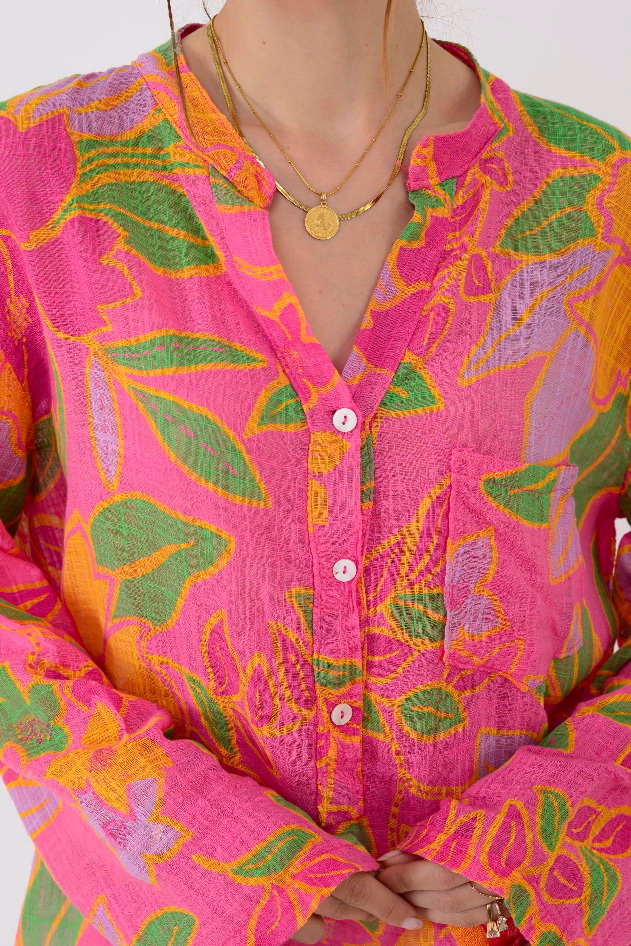 83931 LOTUS YAPRAK DESEN GÖMLEK