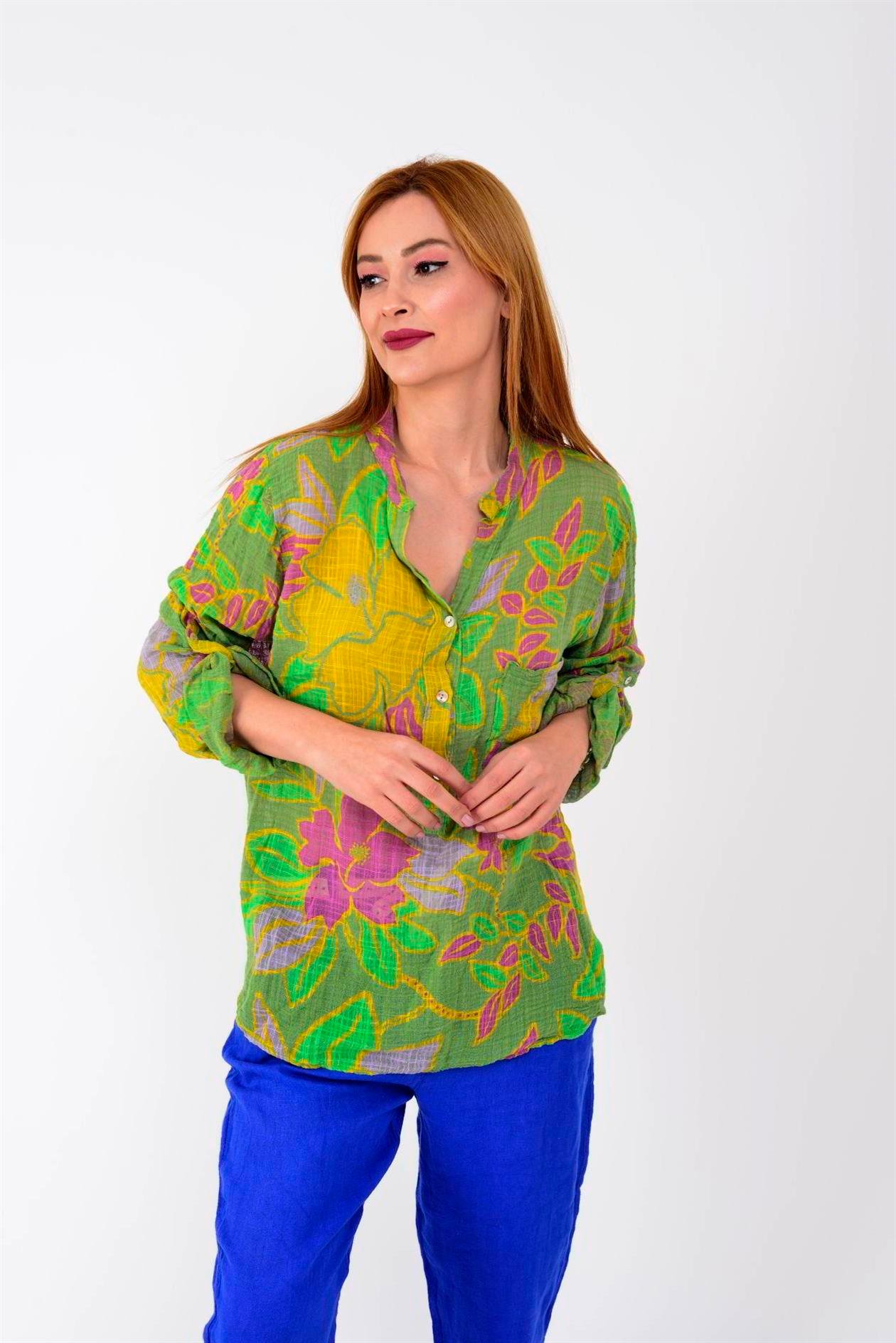 83931 LOTUS YAPRAK DESEN GÖMLEK