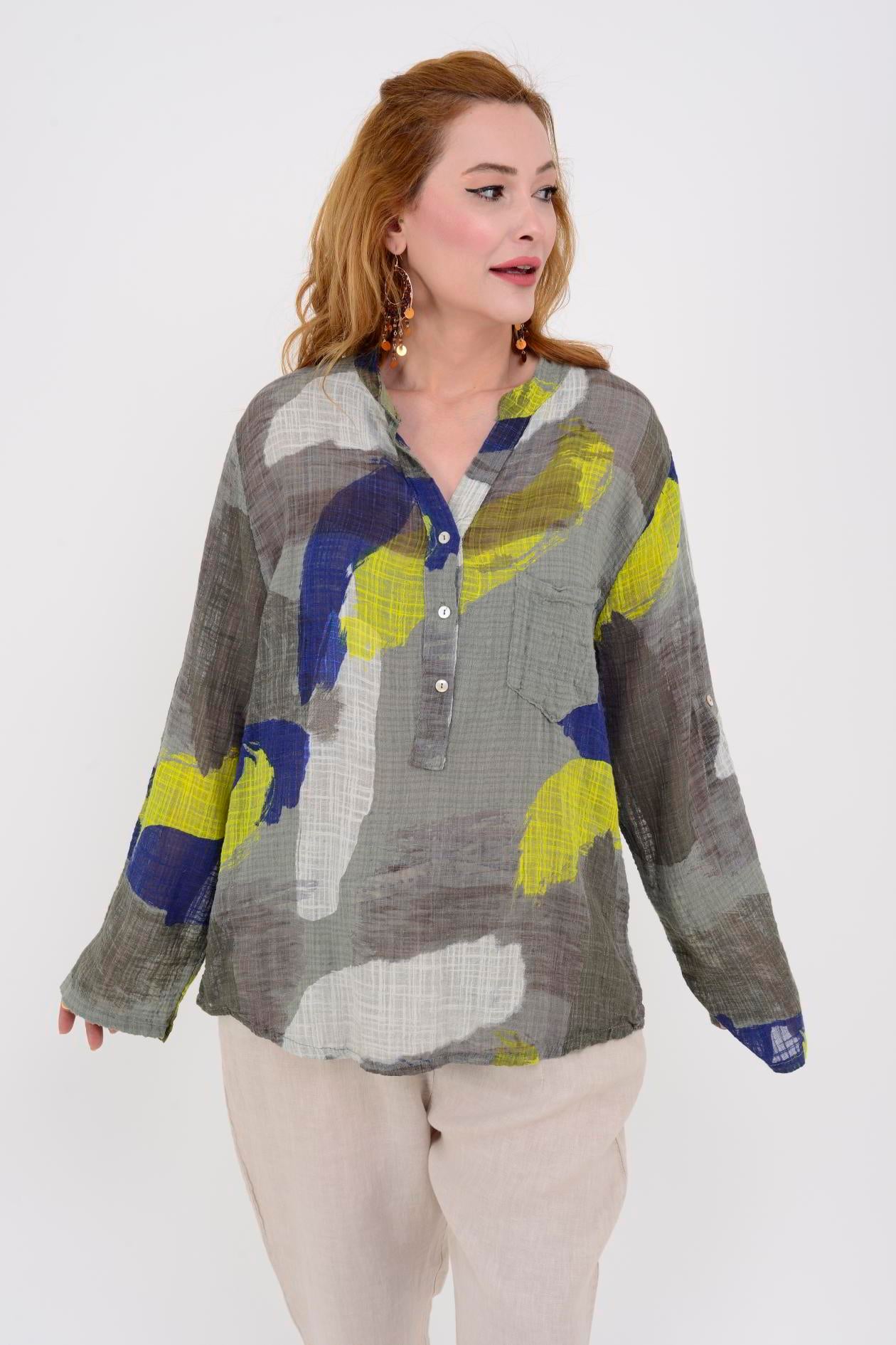 83931 PATCHWORK DESEN GÖMLEK