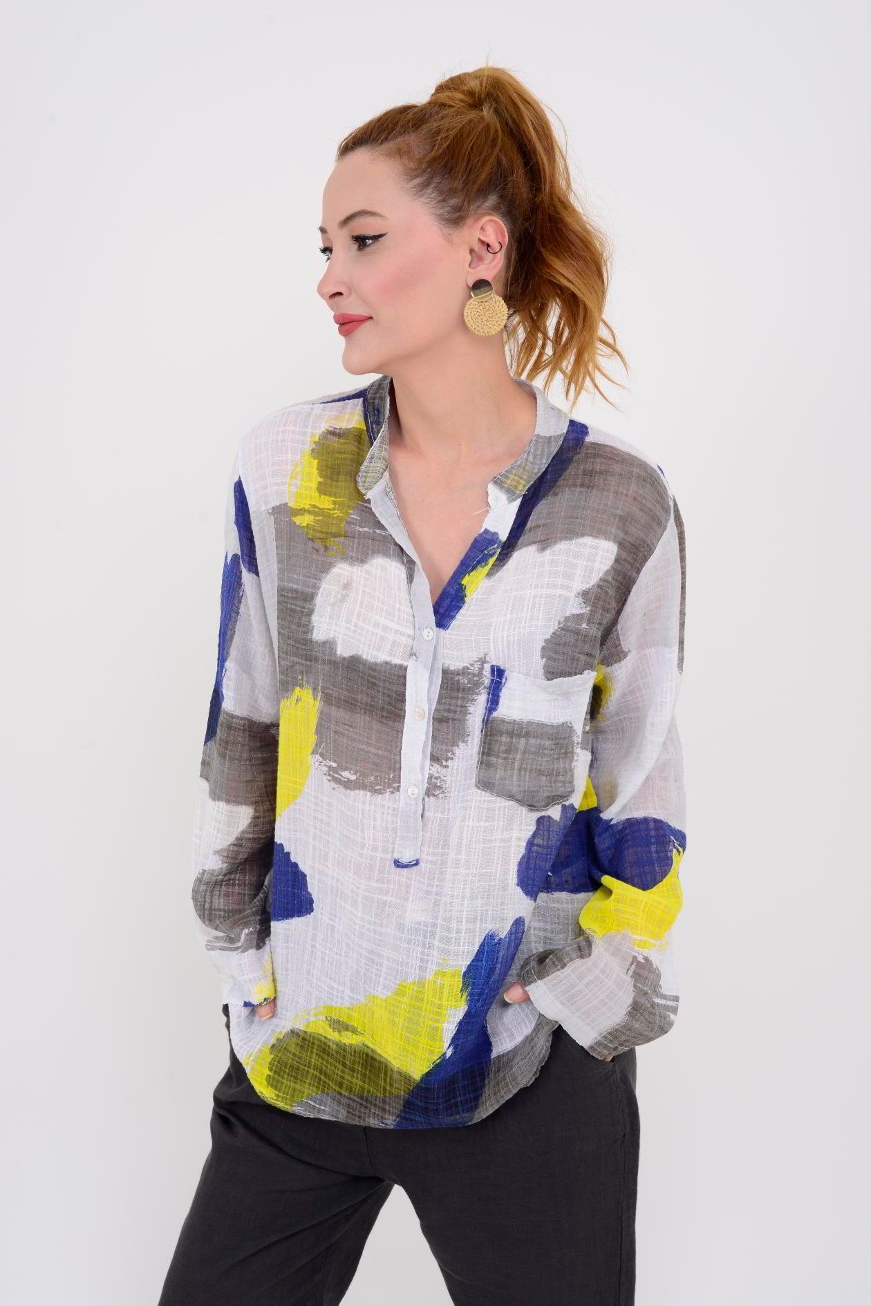 83931 PATCHWORK DESEN GÖMLEK