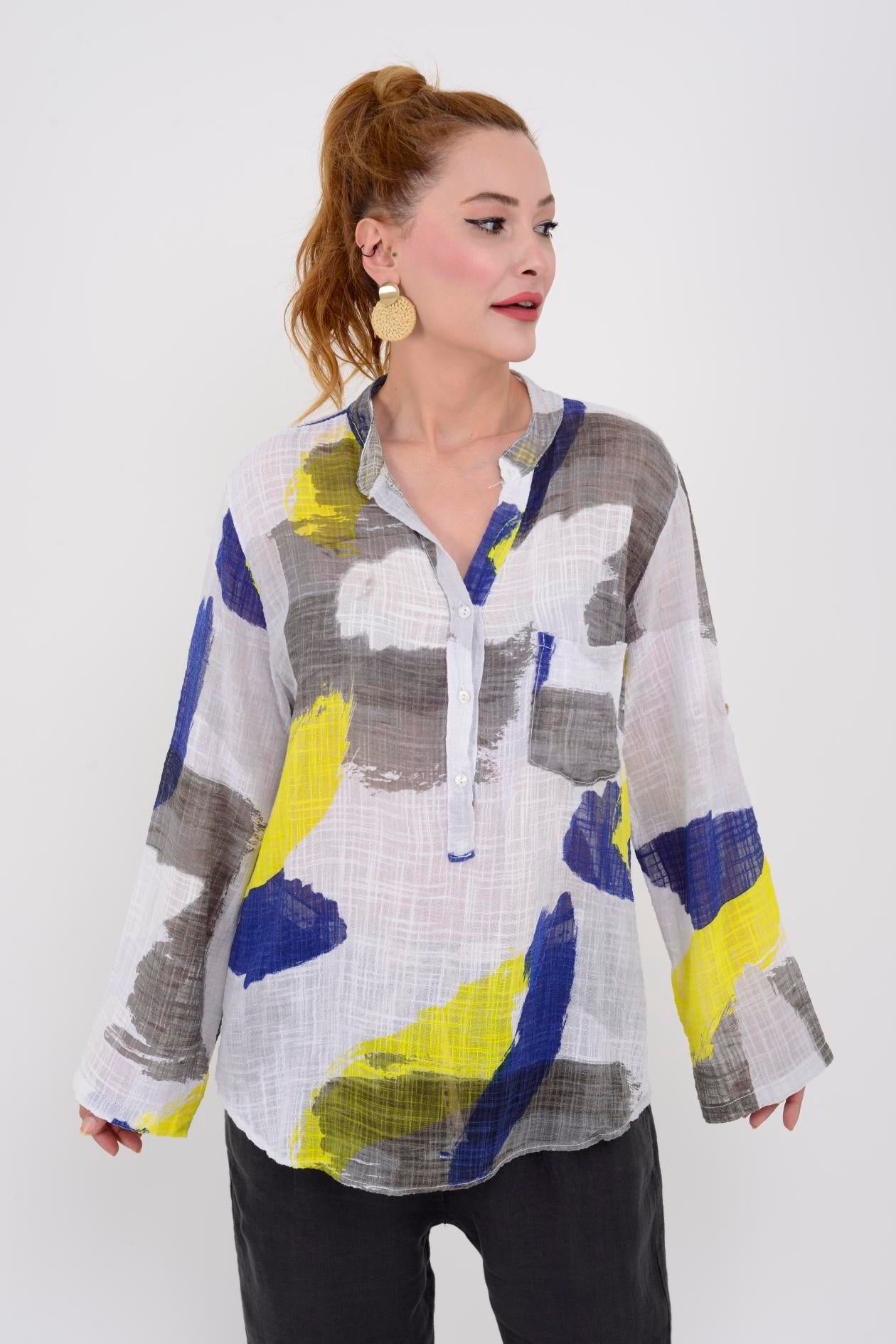 83931 PATCHWORK DESEN GÖMLEK