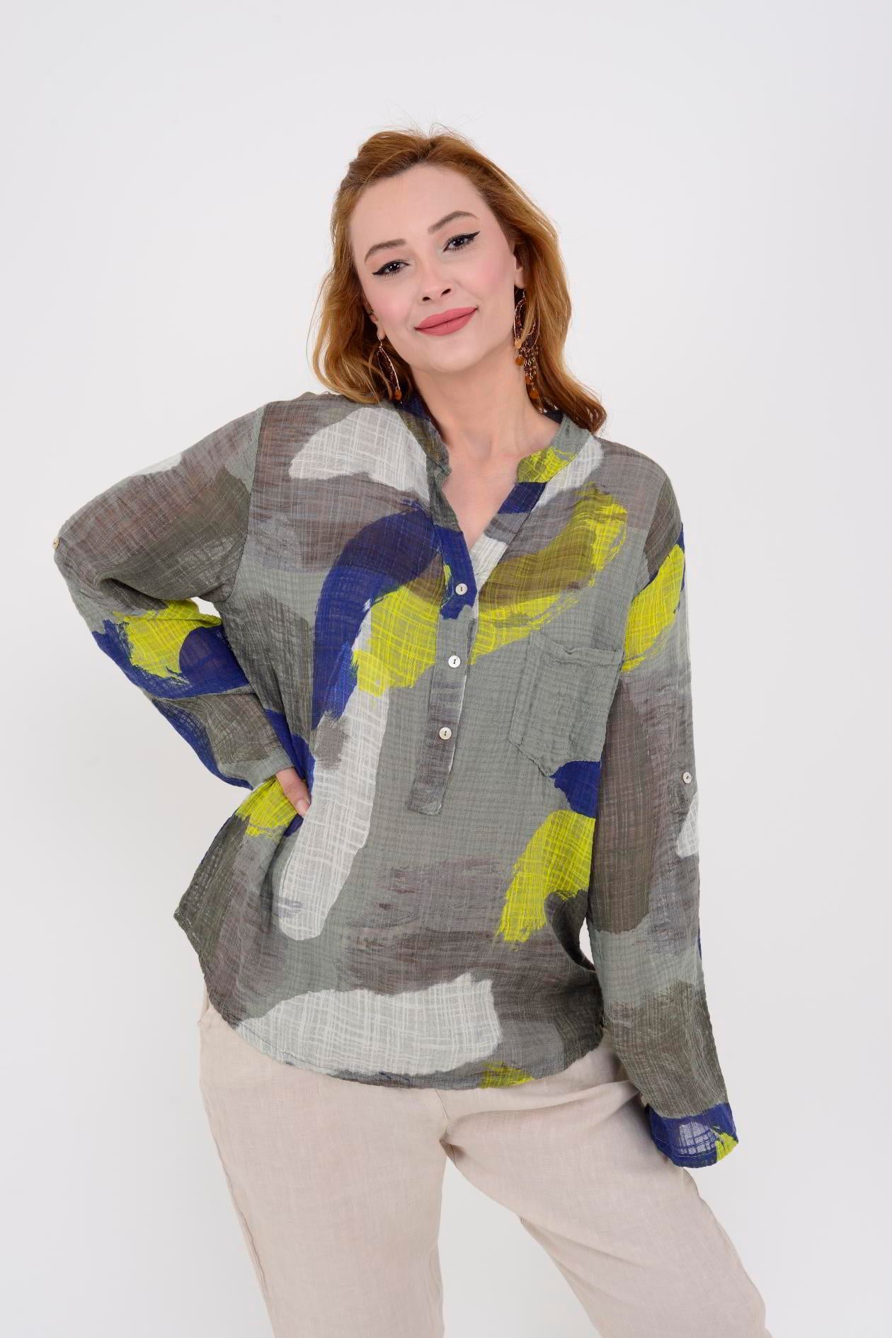 83931 PATCHWORK DESEN GÖMLEK