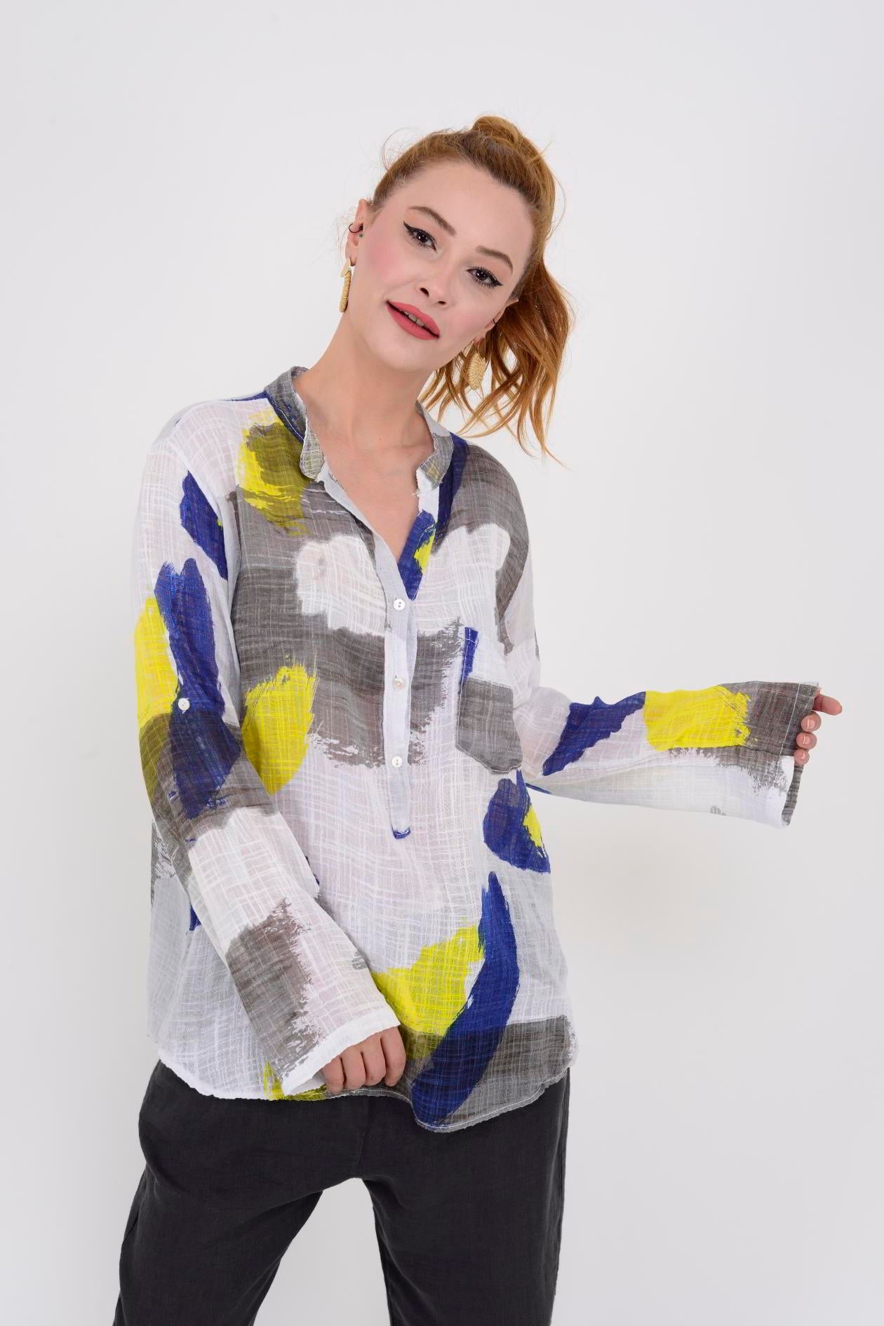 83931 PATCHWORK DESEN GÖMLEK