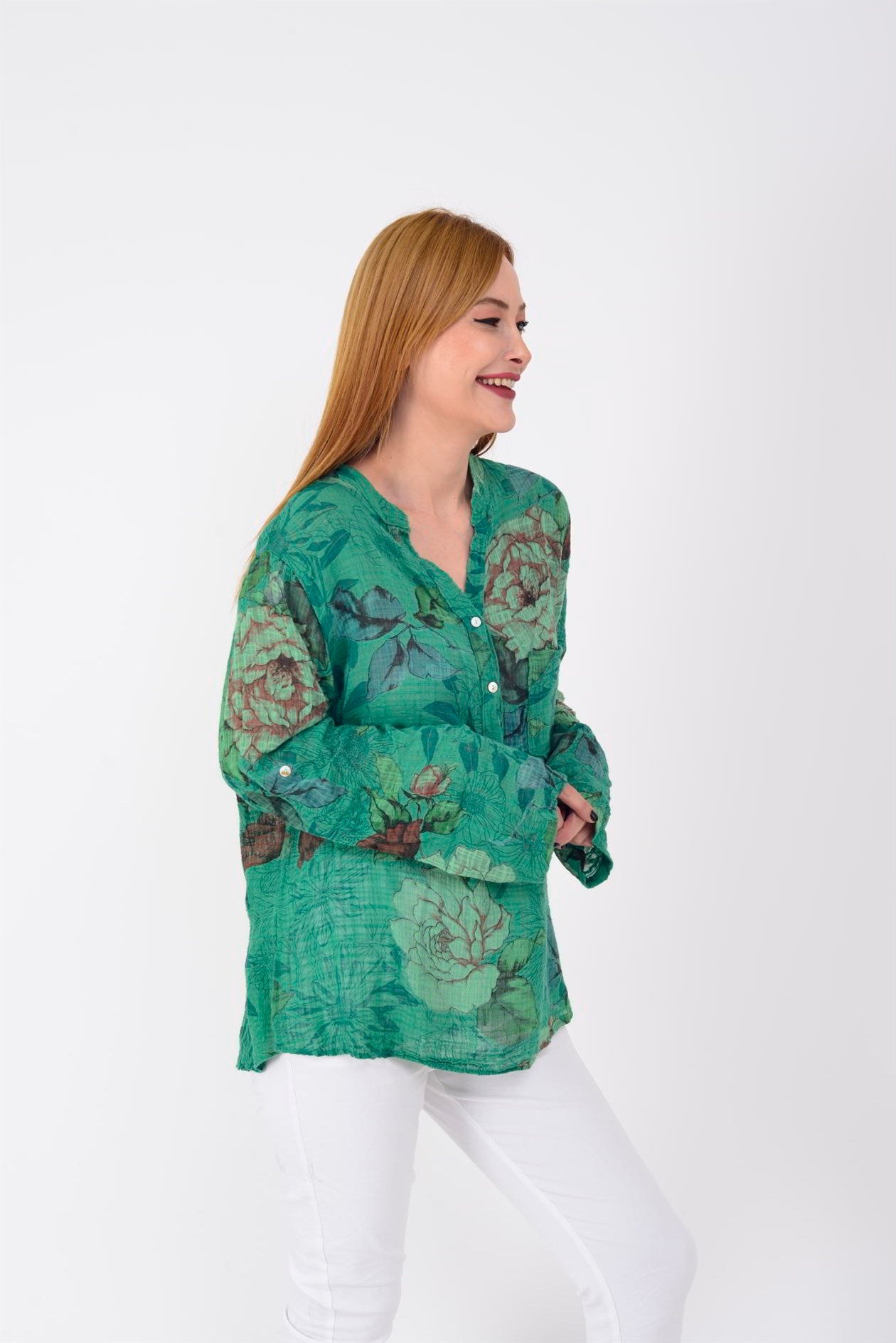 83931 VICTORIA GÜL DESENLİ GÖMLEK
