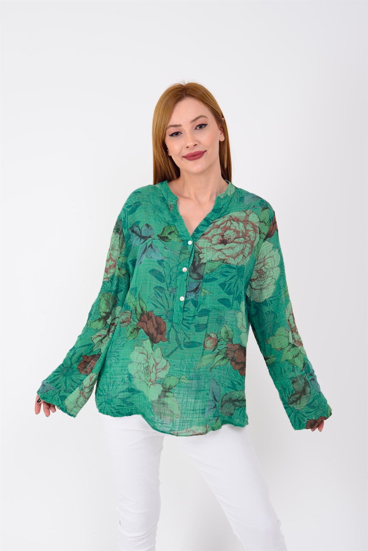 83931 VICTORIA GÜL DESENLİ GÖMLEK