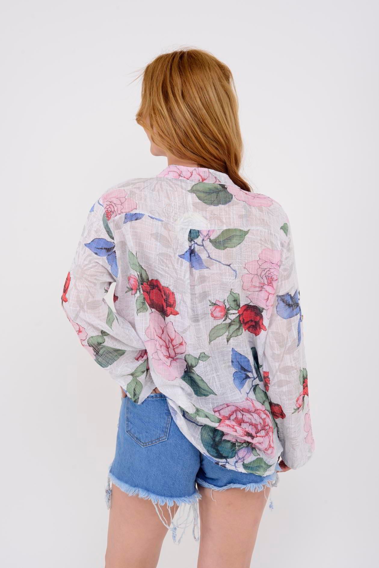 83931 VICTORIA GÜL DESENLİ GÖMLEK