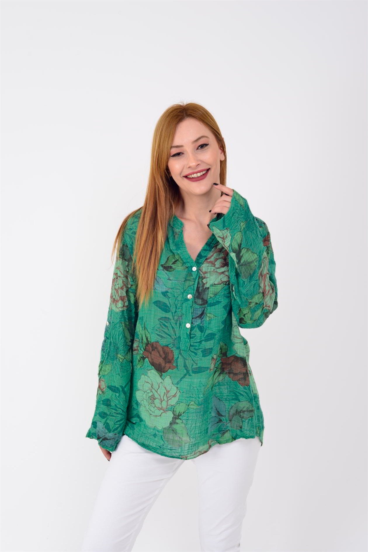 83931 VICTORIA GÜL DESENLİ GÖMLEK