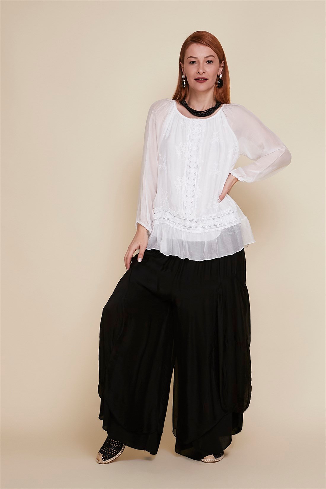 8542 DERİN CEPLİ İPEK PANTOLON