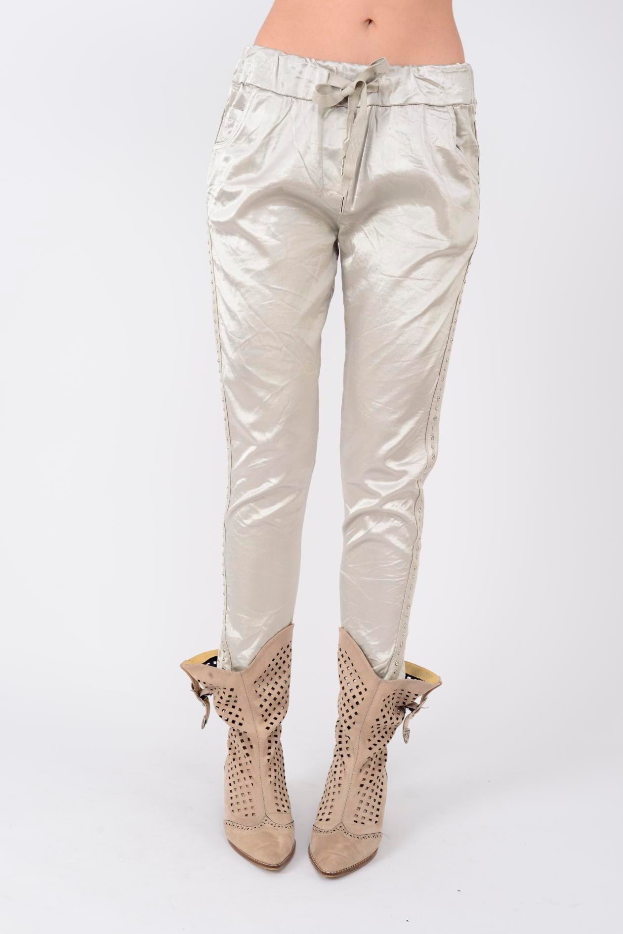 85589 ZIMBA DETAYLI PARLAK PANTOLON