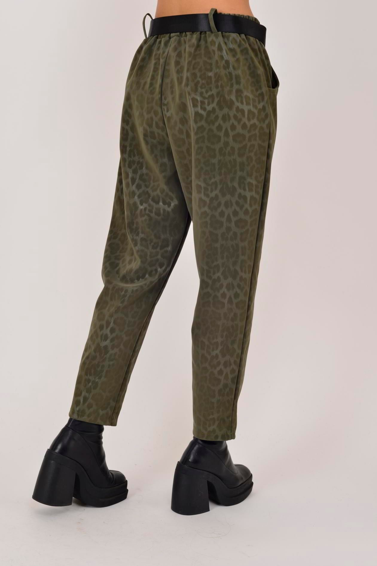 8600 KEMER DETAYLI LEOPAR DESEN PANTOLON
