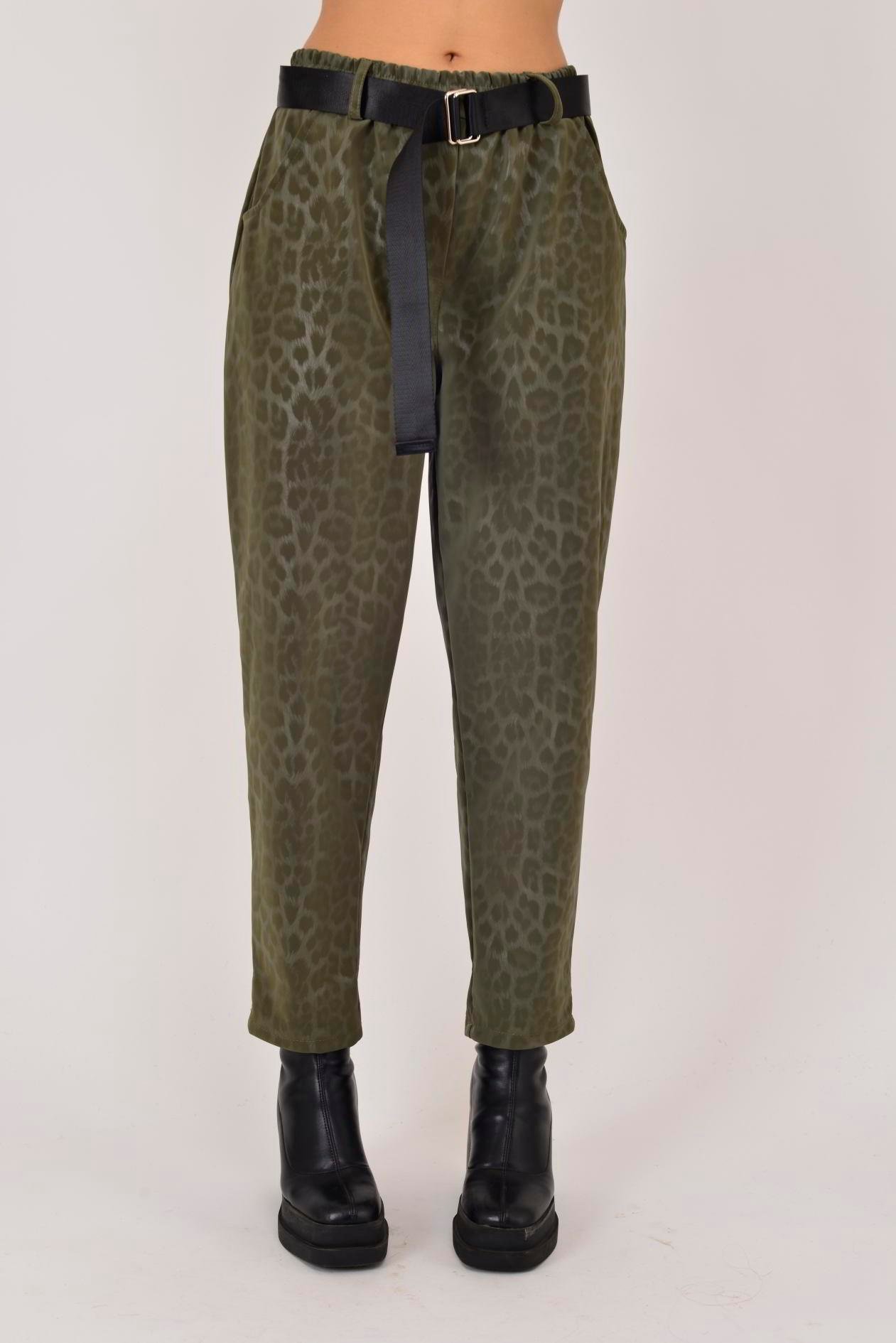 8600 KEMER DETAYLI LEOPAR DESEN PANTOLON