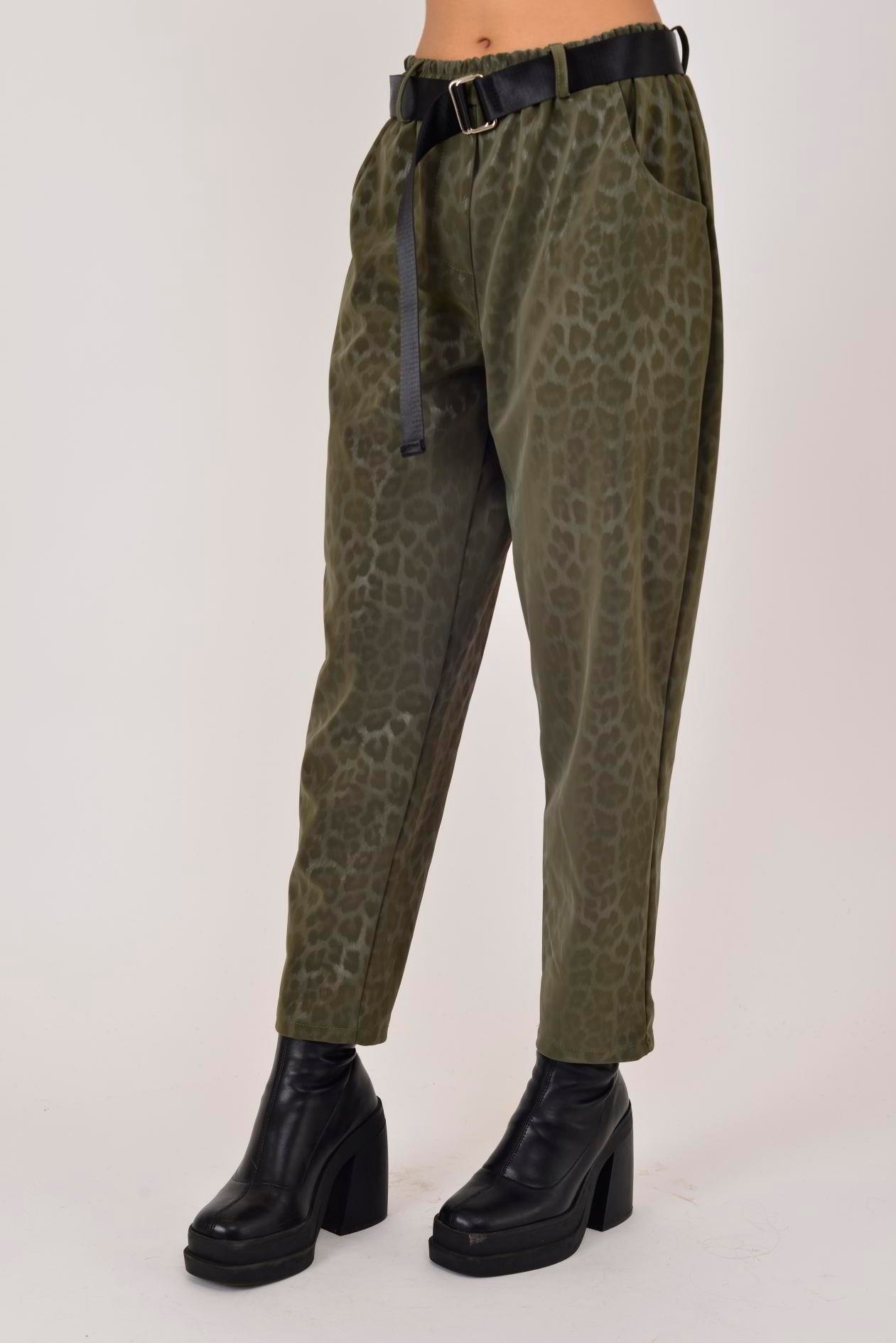 8600 KEMER DETAYLI LEOPAR DESEN PANTOLON