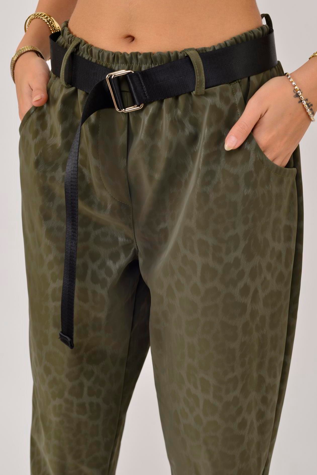 8600 KEMER DETAYLI LEOPAR DESEN PANTOLON