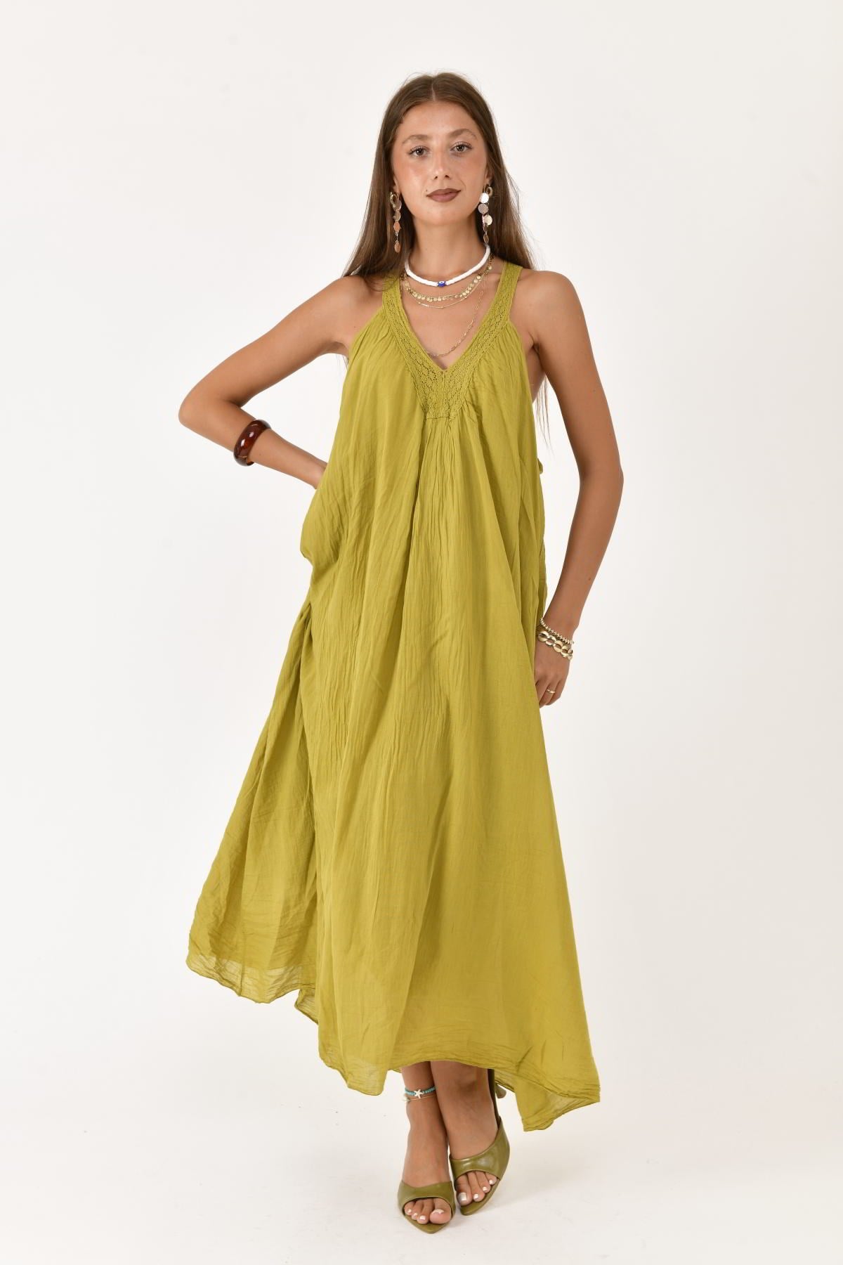 86237 V YAKA ASKILI ELBİSE