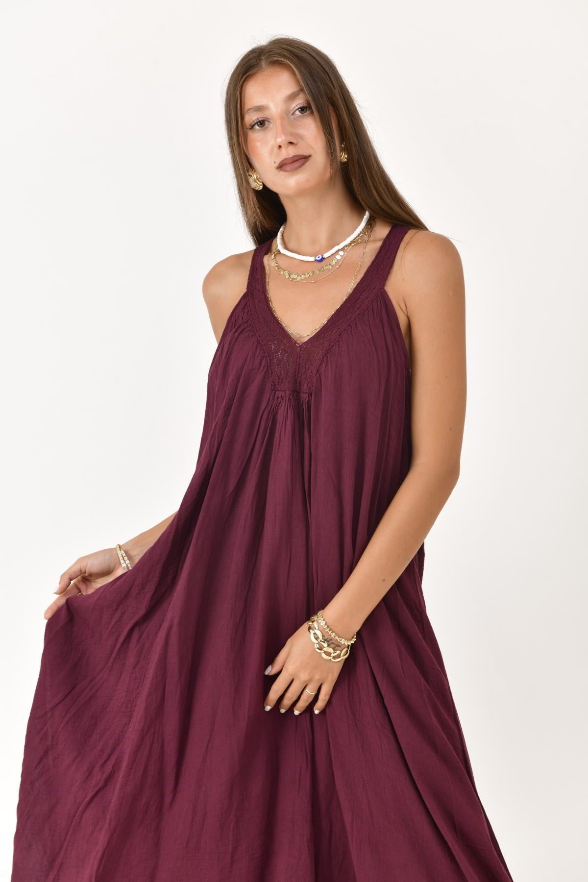86237 V YAKA ASKILI ELBİSE