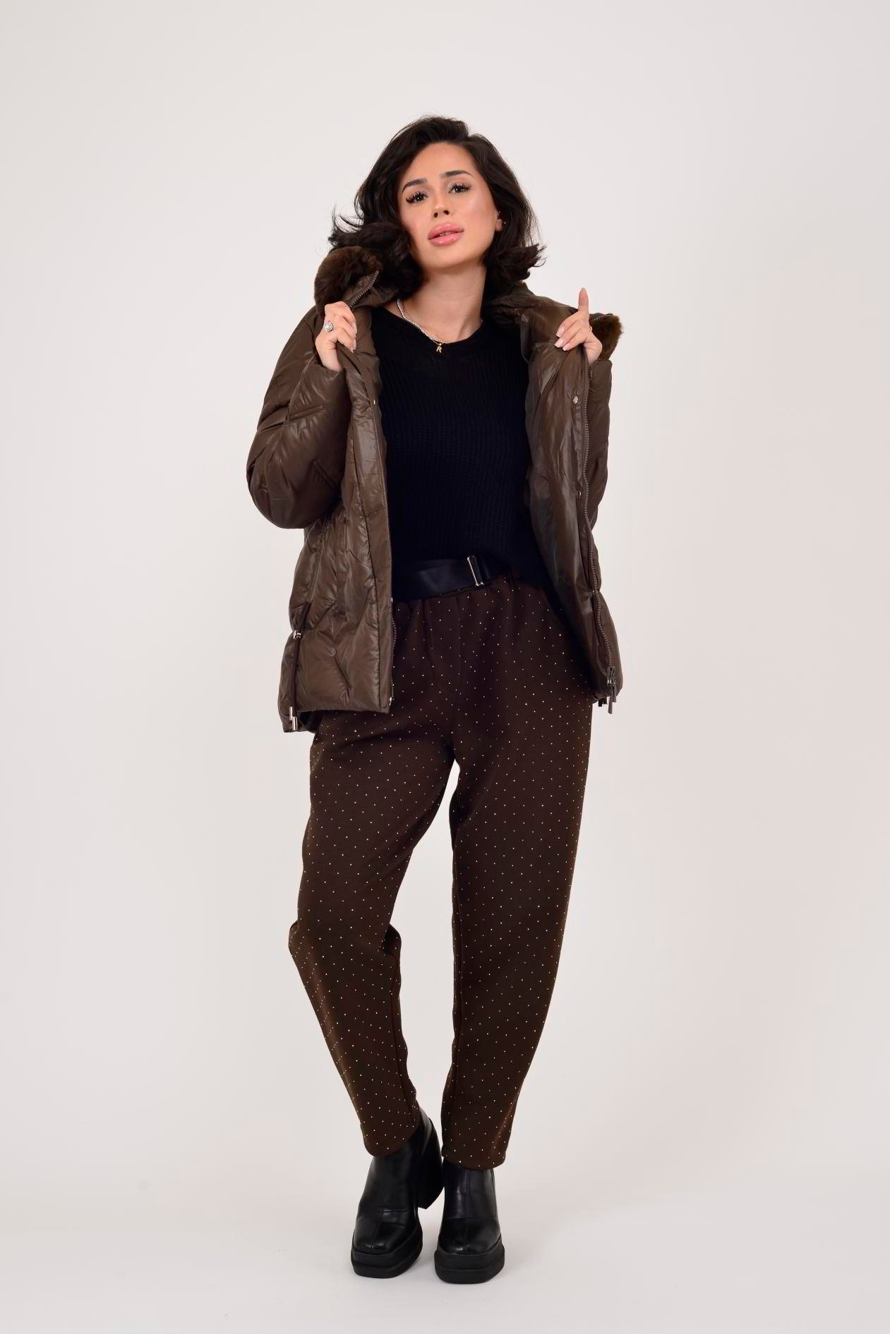 8657 KÜRK DETAYLI KAPÜŞONLU KAPİTONE MONT