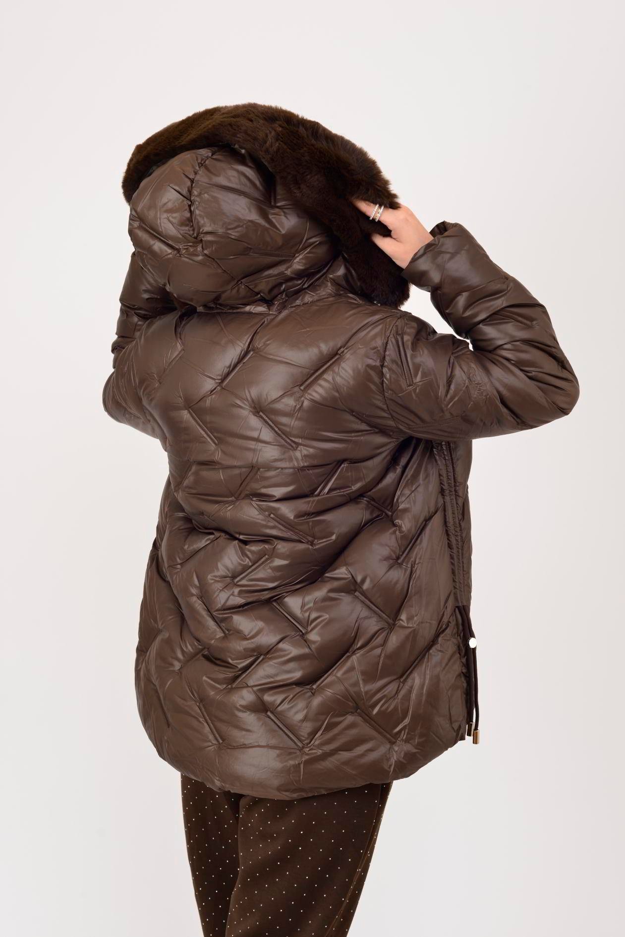 8657 KÜRK DETAYLI KAPÜŞONLU KAPİTONE MONT