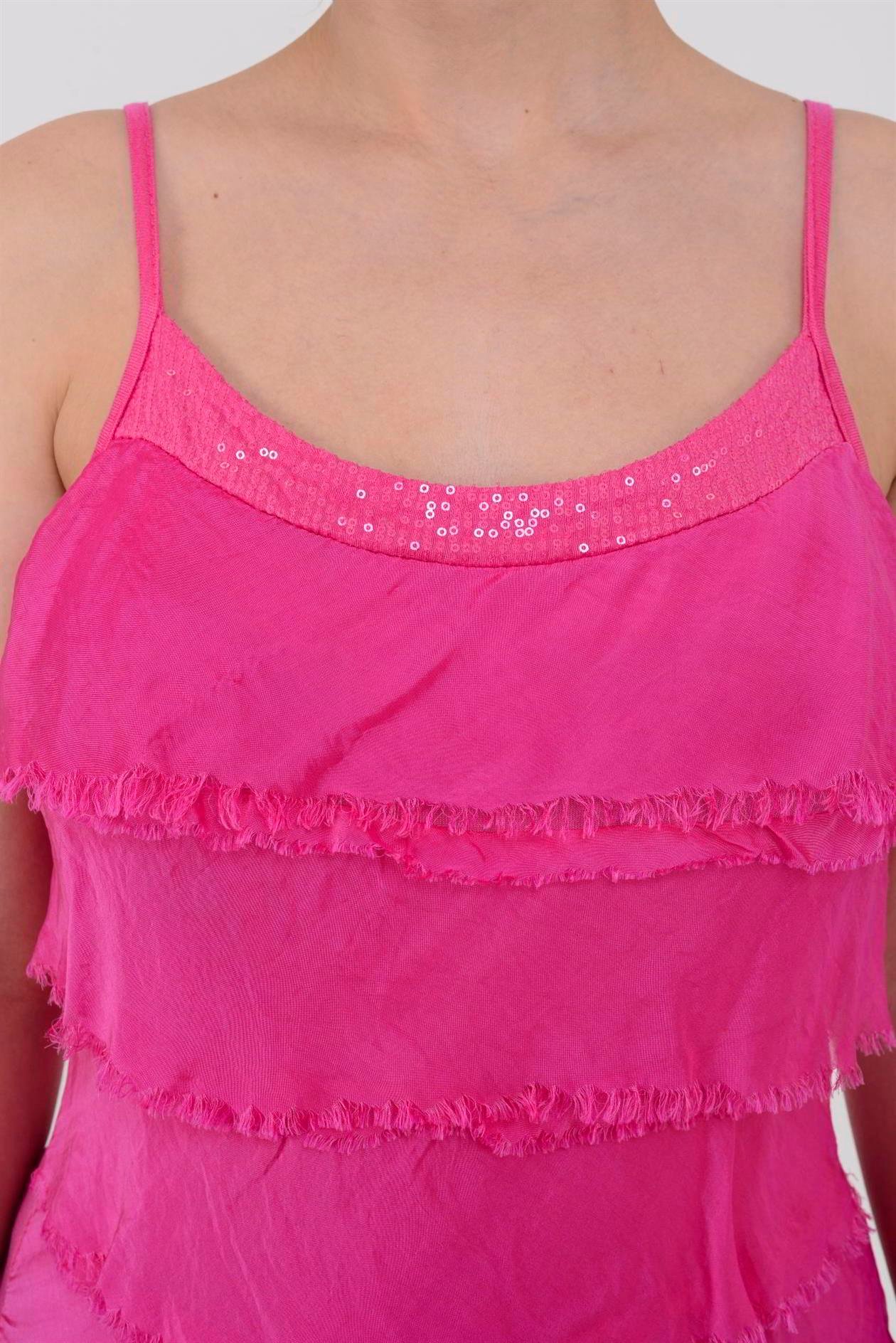 8689 YAKASI PAYETLİ KAT KAT ASKILI İPEK BLUZ