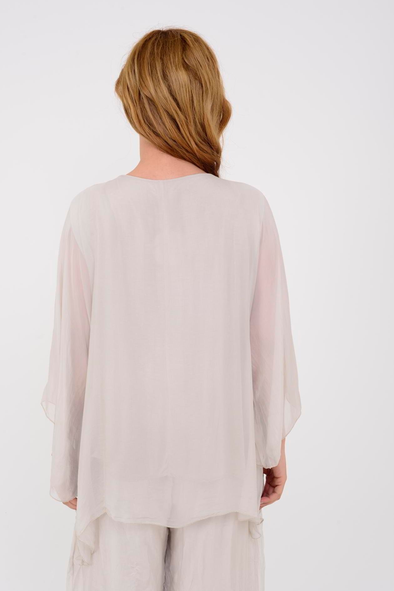 8903 YAKASI PAYETLİ İPEK BLUZ