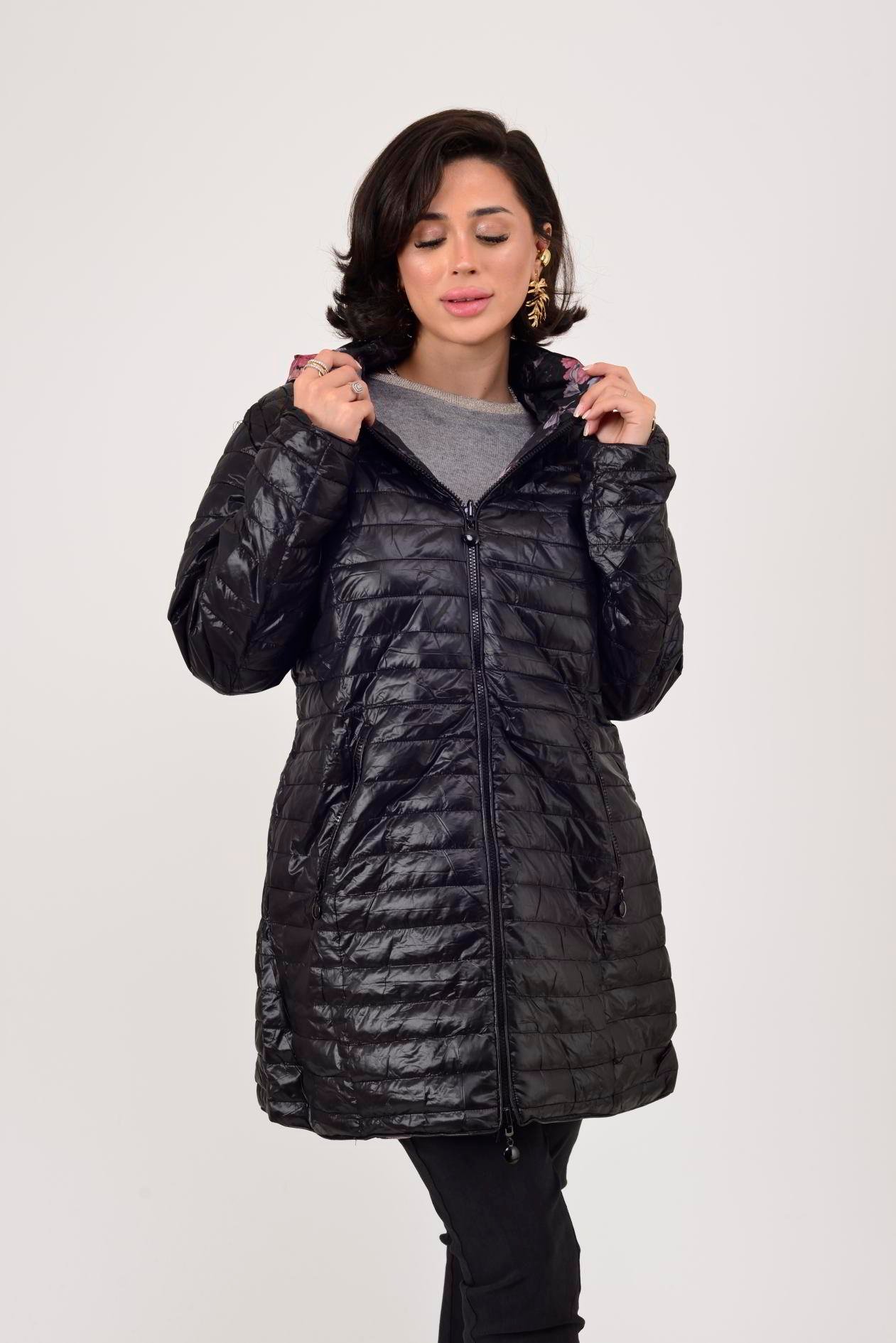 8951 TWIN ÇİÇEK DESENLİ ÇİFT TARAFLI KAPİTONE MONT