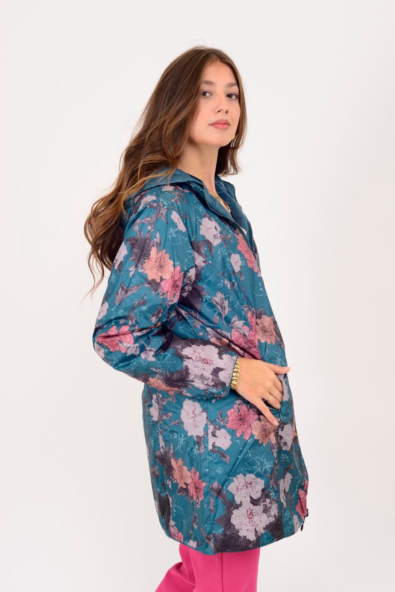 8951 TWIN ÇİÇEK DESENLİ ÇİFT TARAFLI KAPİTONE MONT