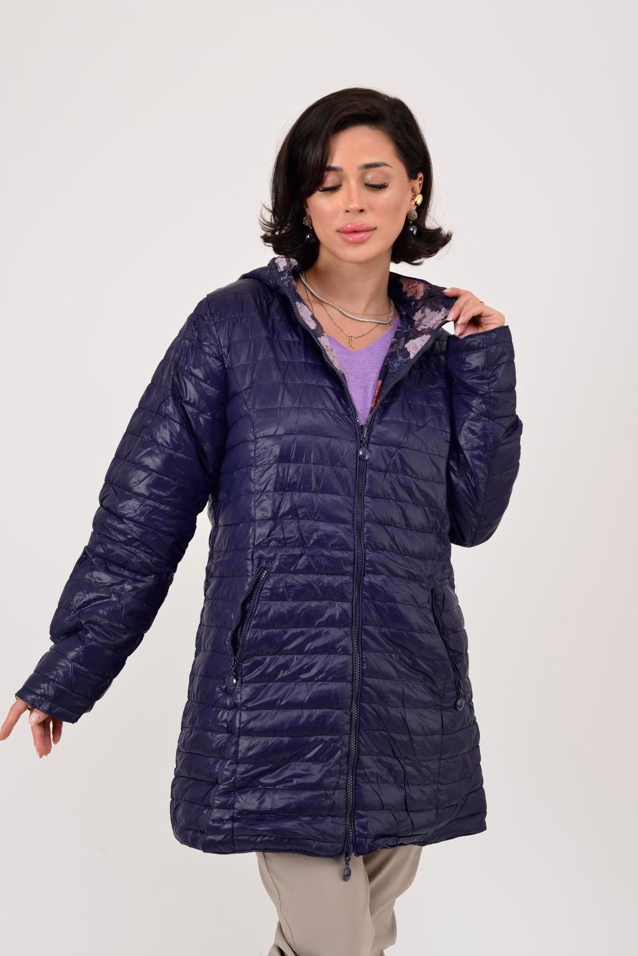 8951 TWIN ÇİÇEK DESENLİ ÇİFT TARAFLI KAPİTONE MONT