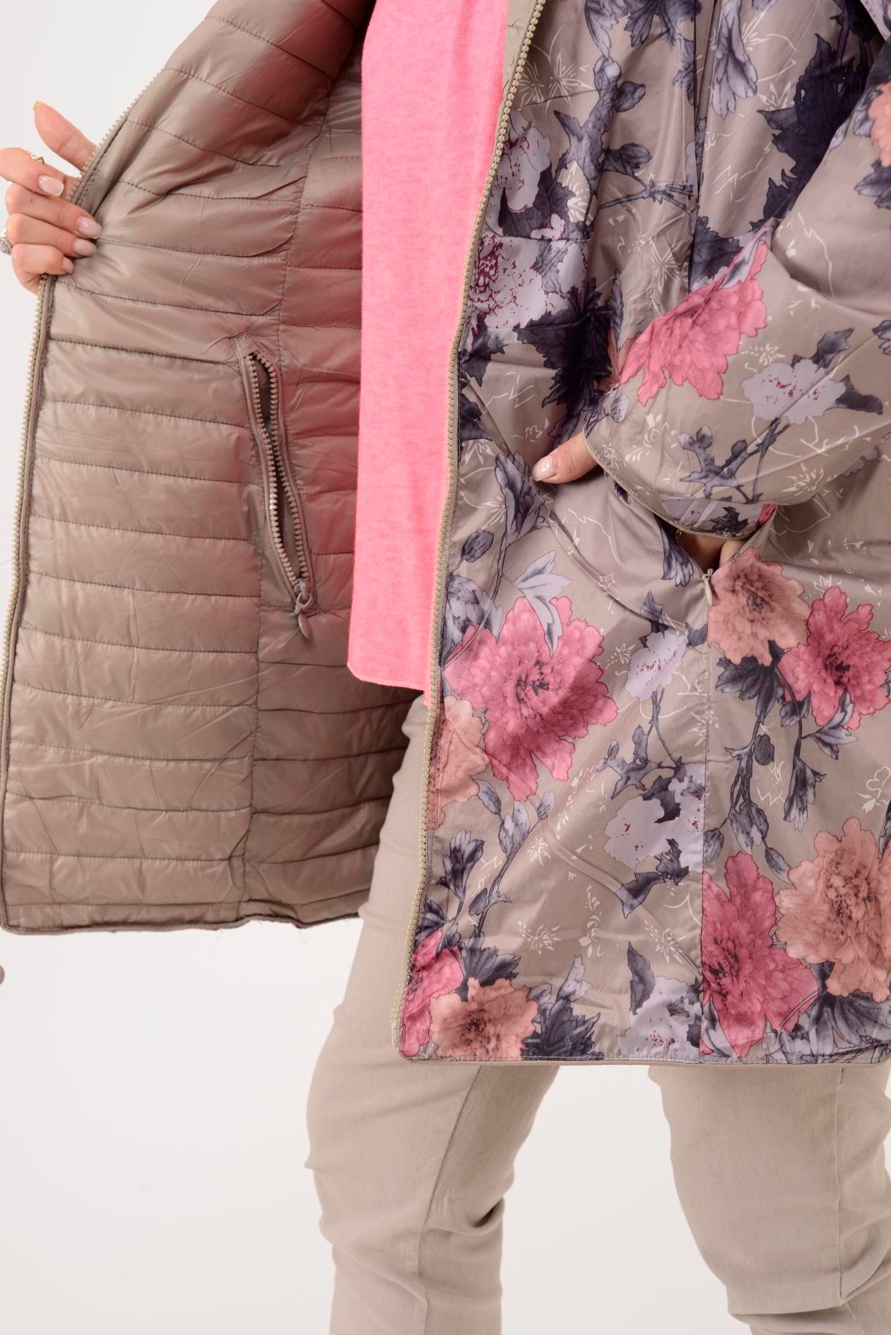 8951 TWIN ÇİÇEK DESENLİ ÇİFT TARAFLI KAPİTONE MONT