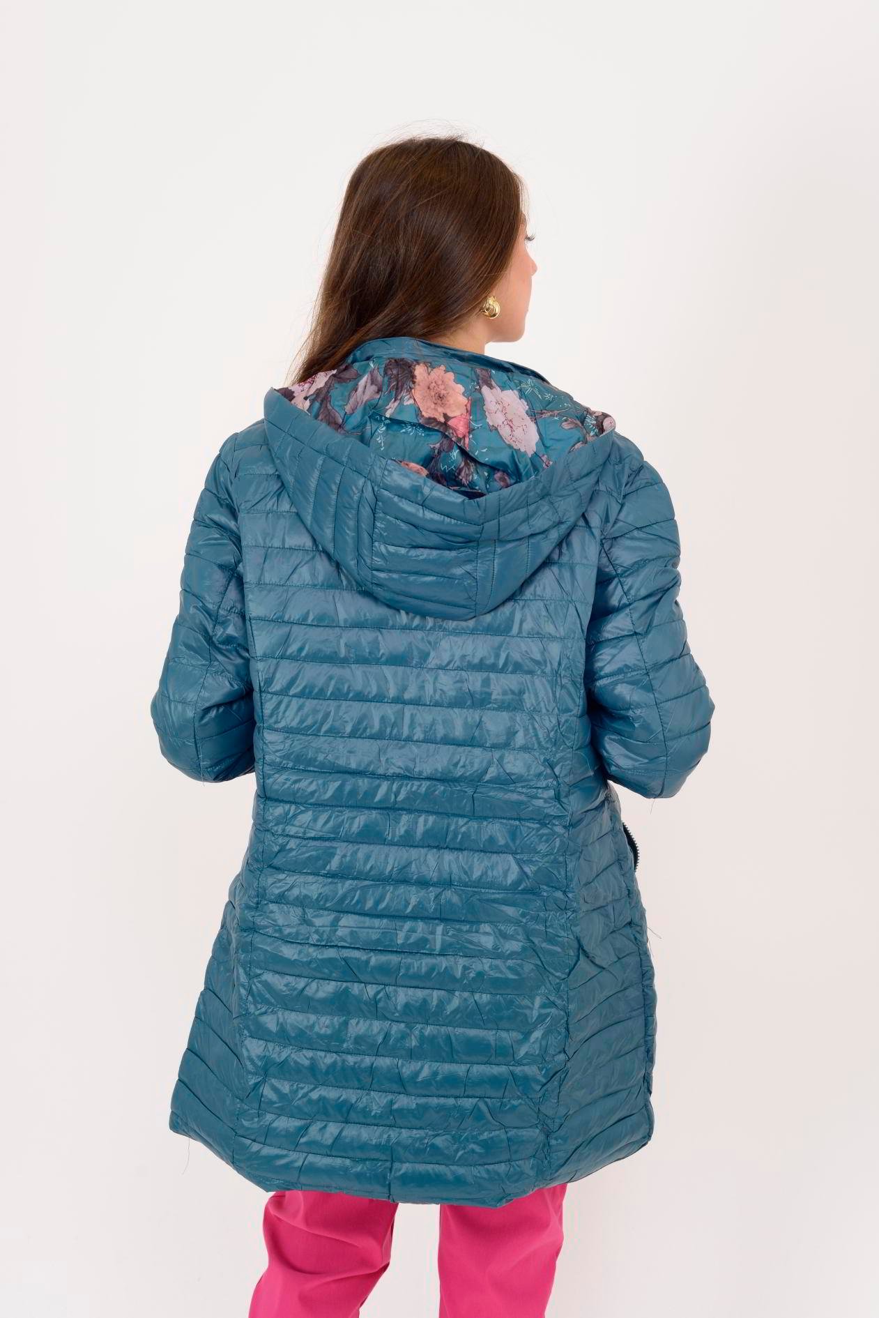 8951 TWIN ÇİÇEK DESENLİ ÇİFT TARAFLI KAPİTONE MONT