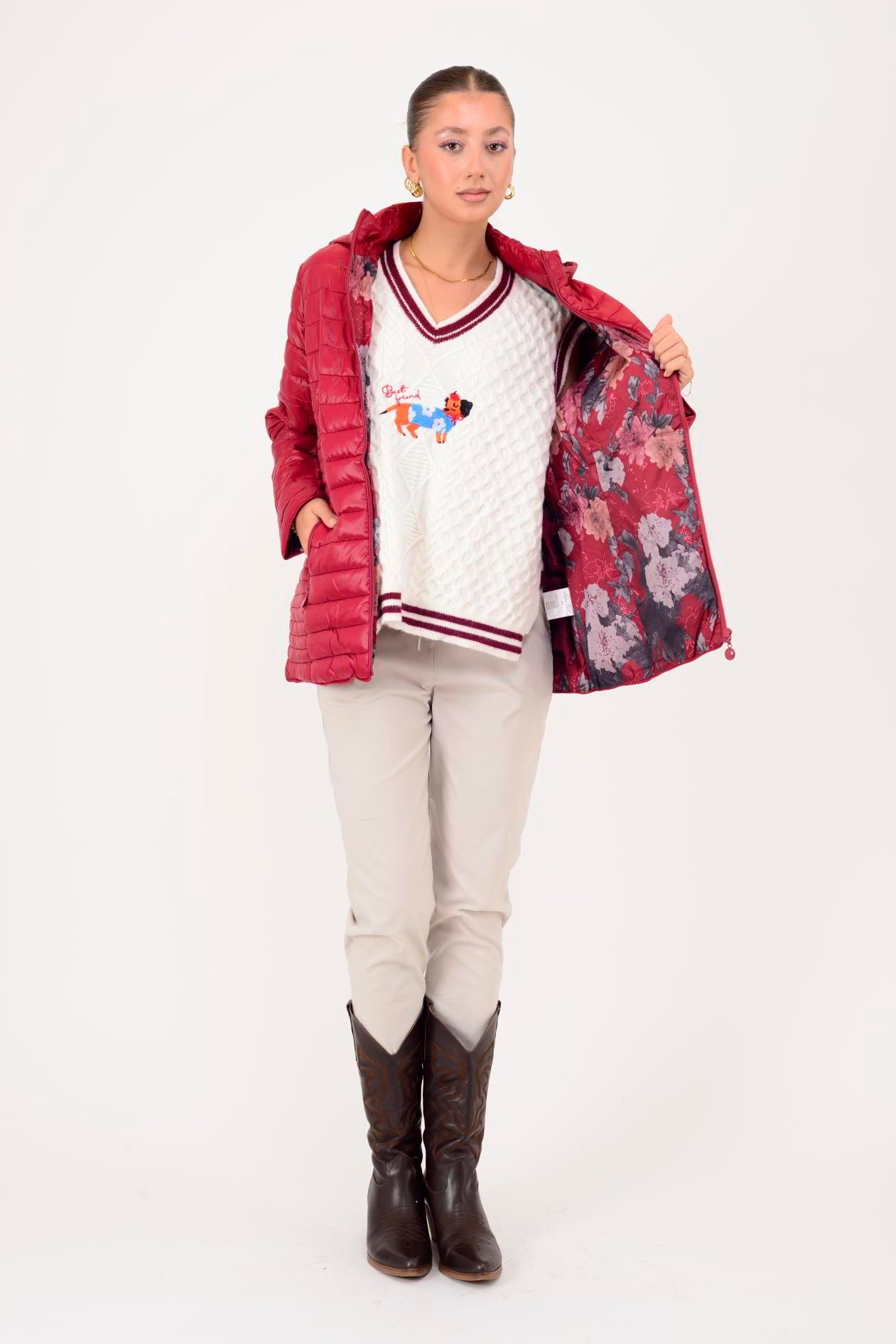 8960 ASTARI ÇİÇEK DESENLİ KAPİTONE MONT