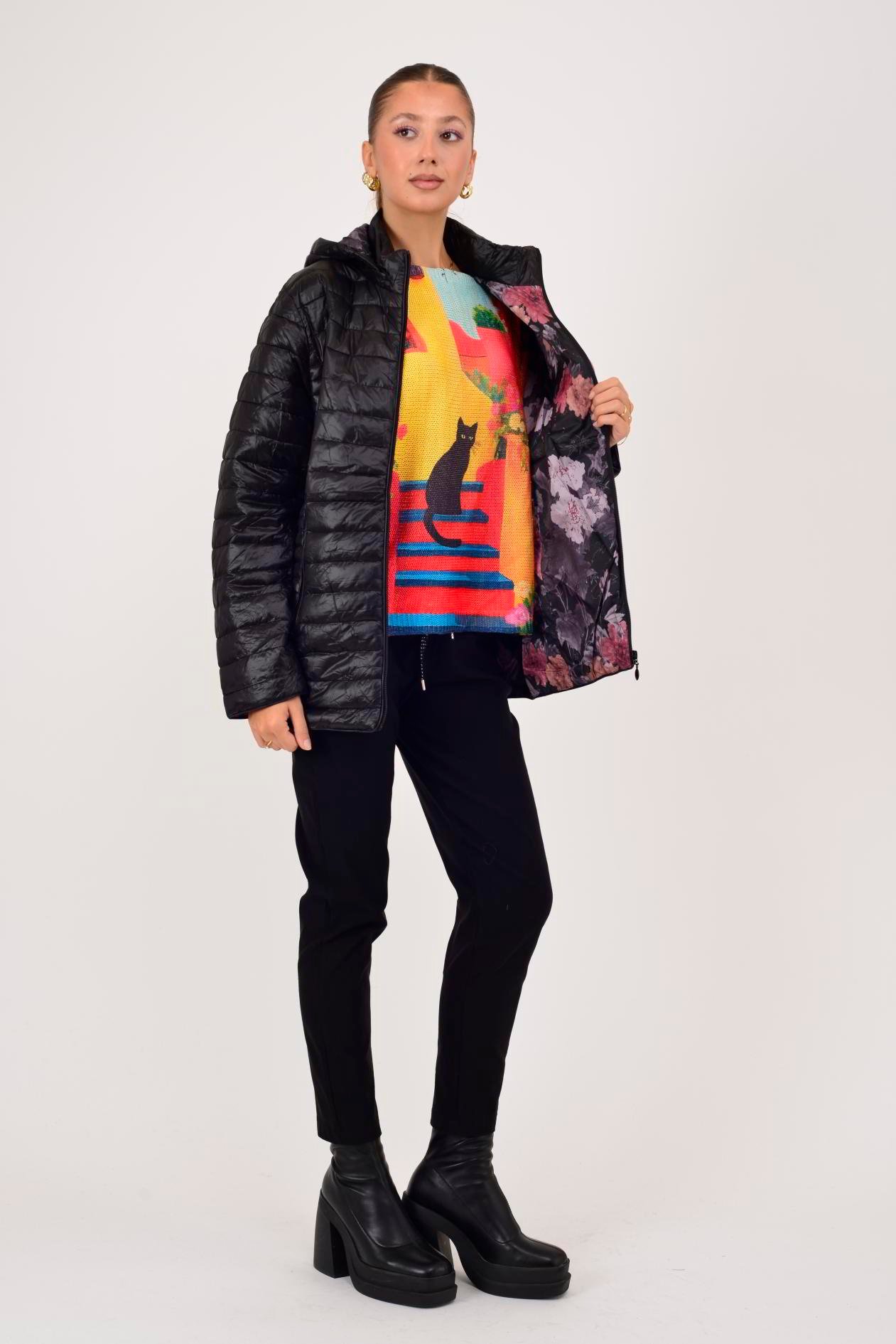 8960 ASTARI ÇİÇEK DESENLİ KAPİTONE MONT