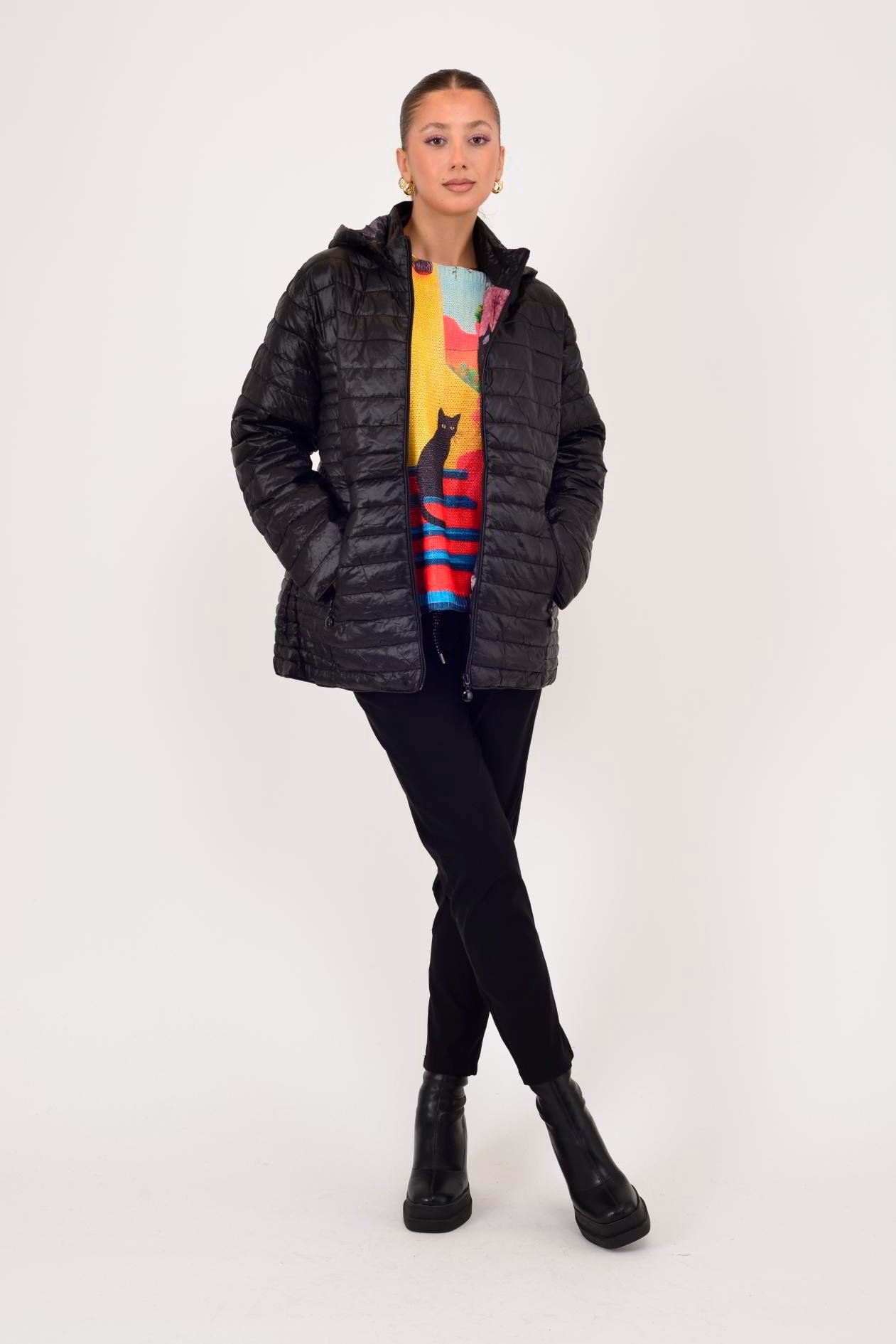 8960 ASTARI ÇİÇEK DESENLİ KAPİTONE MONT